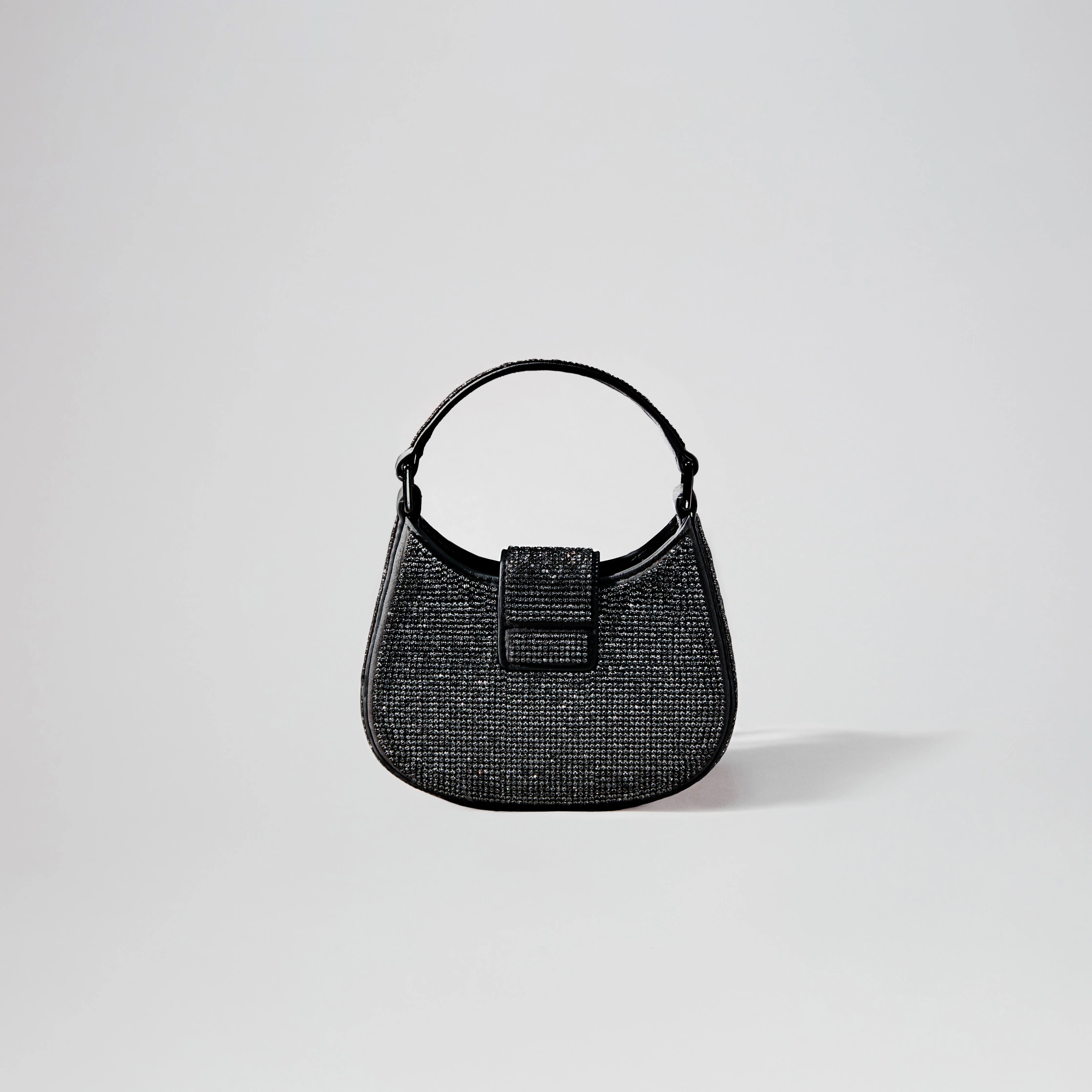 Black Rhinestone Crescent Bow Micro Bag - Image 3