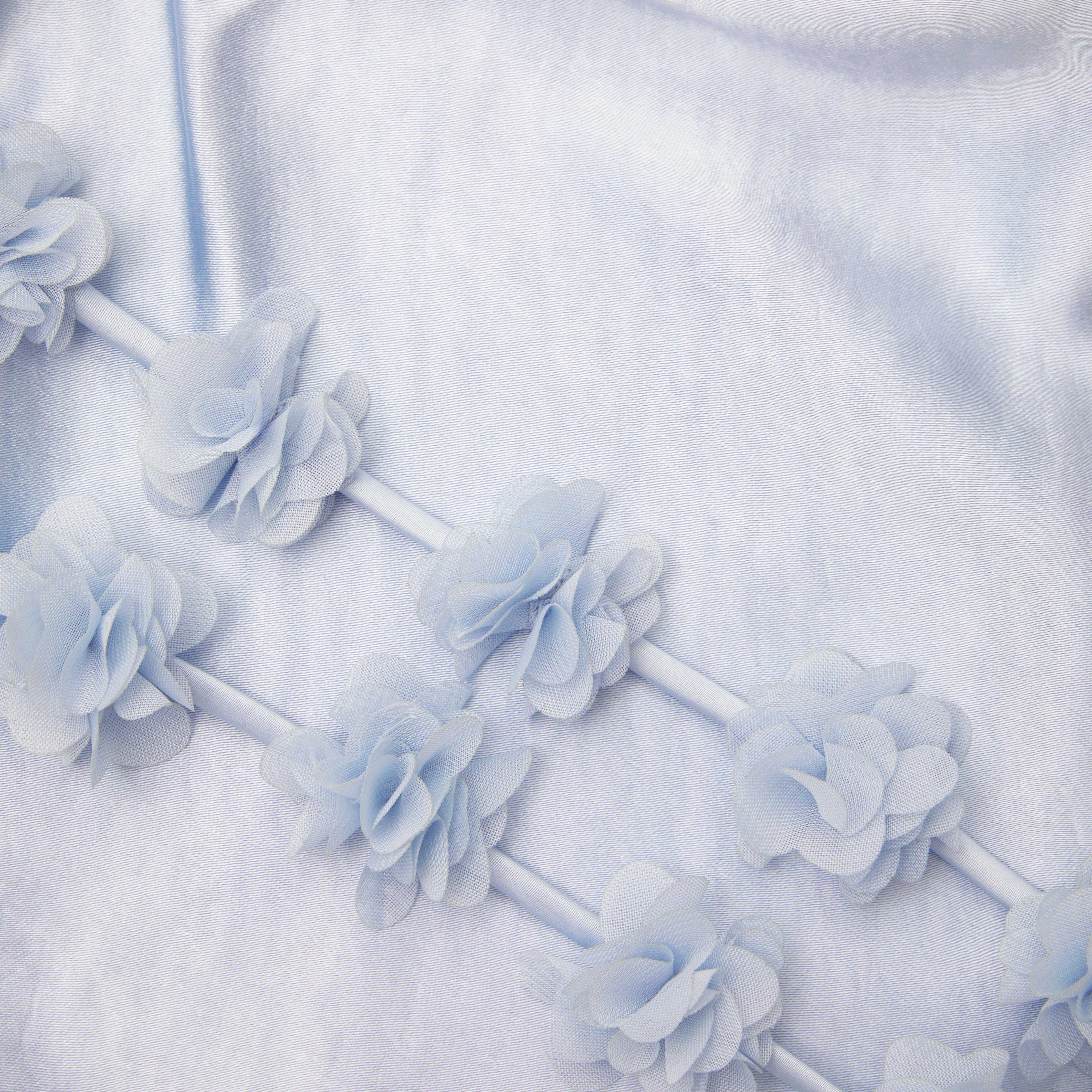 Blue Satin Flower Maxi Dress - Image 5
