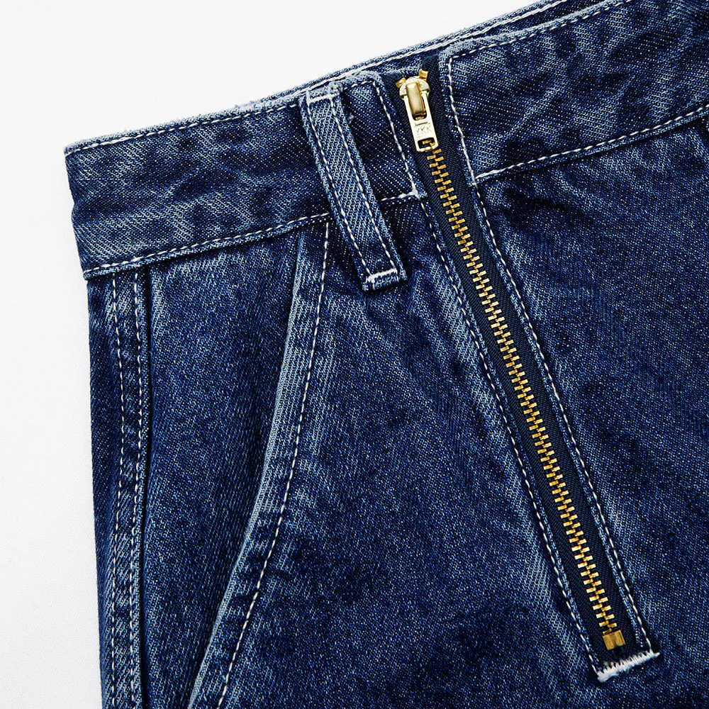 Blue Wide Leg Stitch Detail Jeans - Image 5