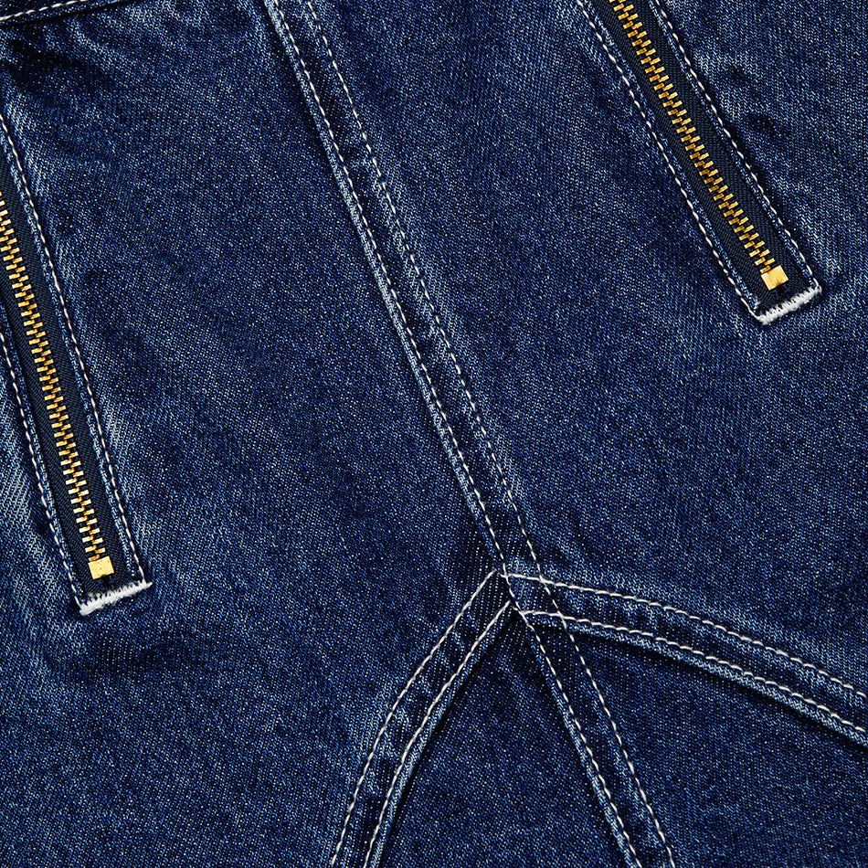 Blue Wide Leg Stitch Detail Jeans - Image 6