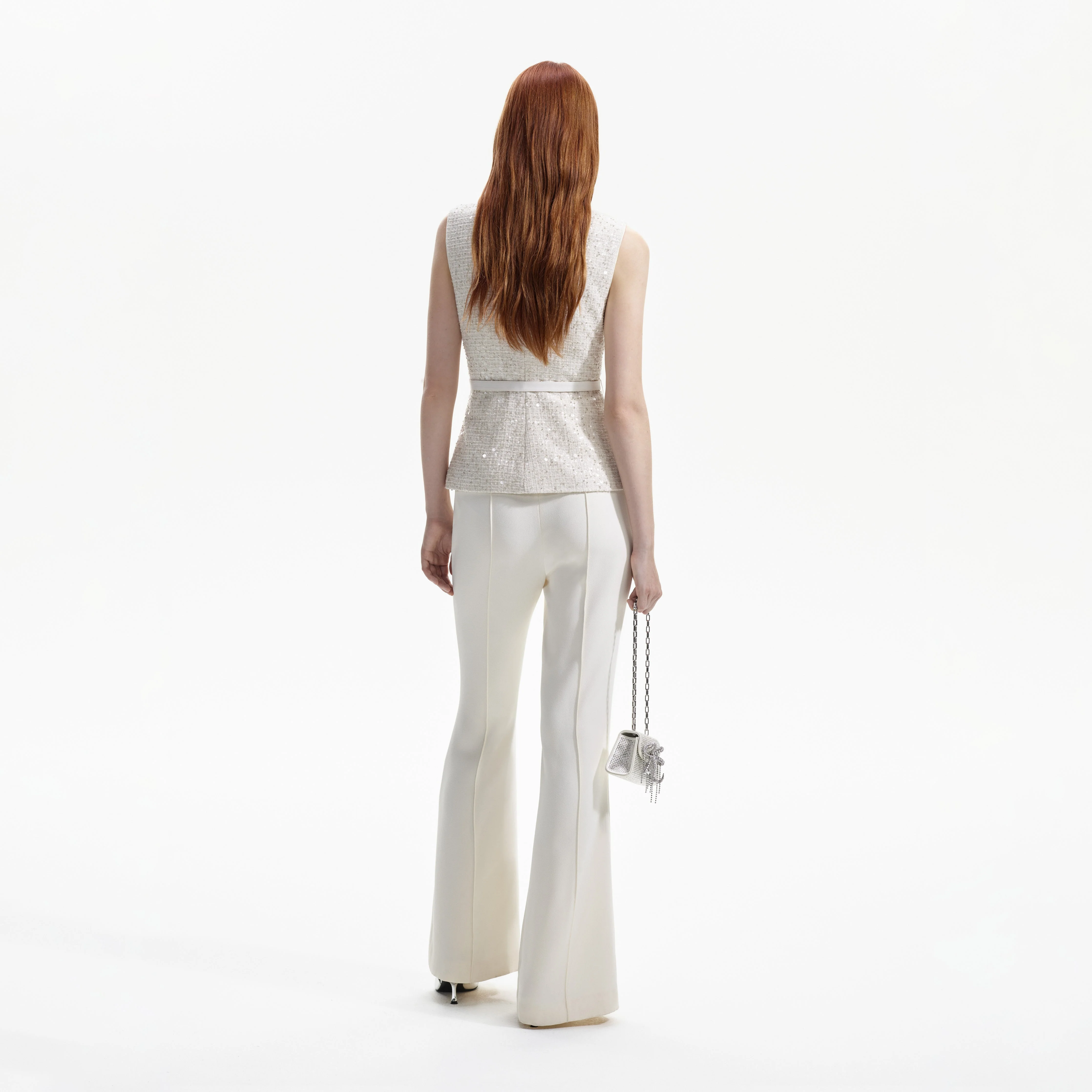Cream Sequin Boucle Jumpsuit - Image 3