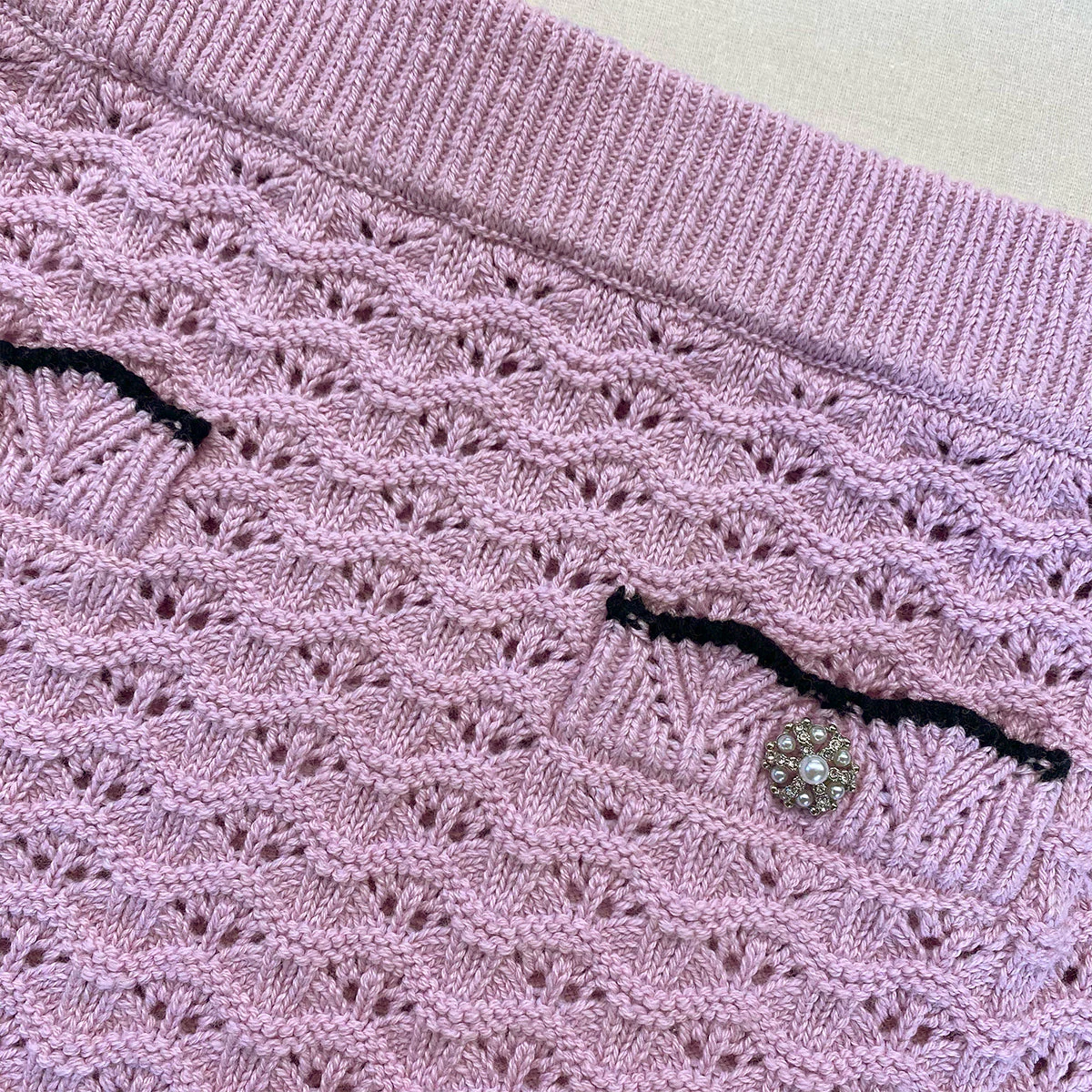 Lilac Crochet Knit Mini Skirt - Image 3