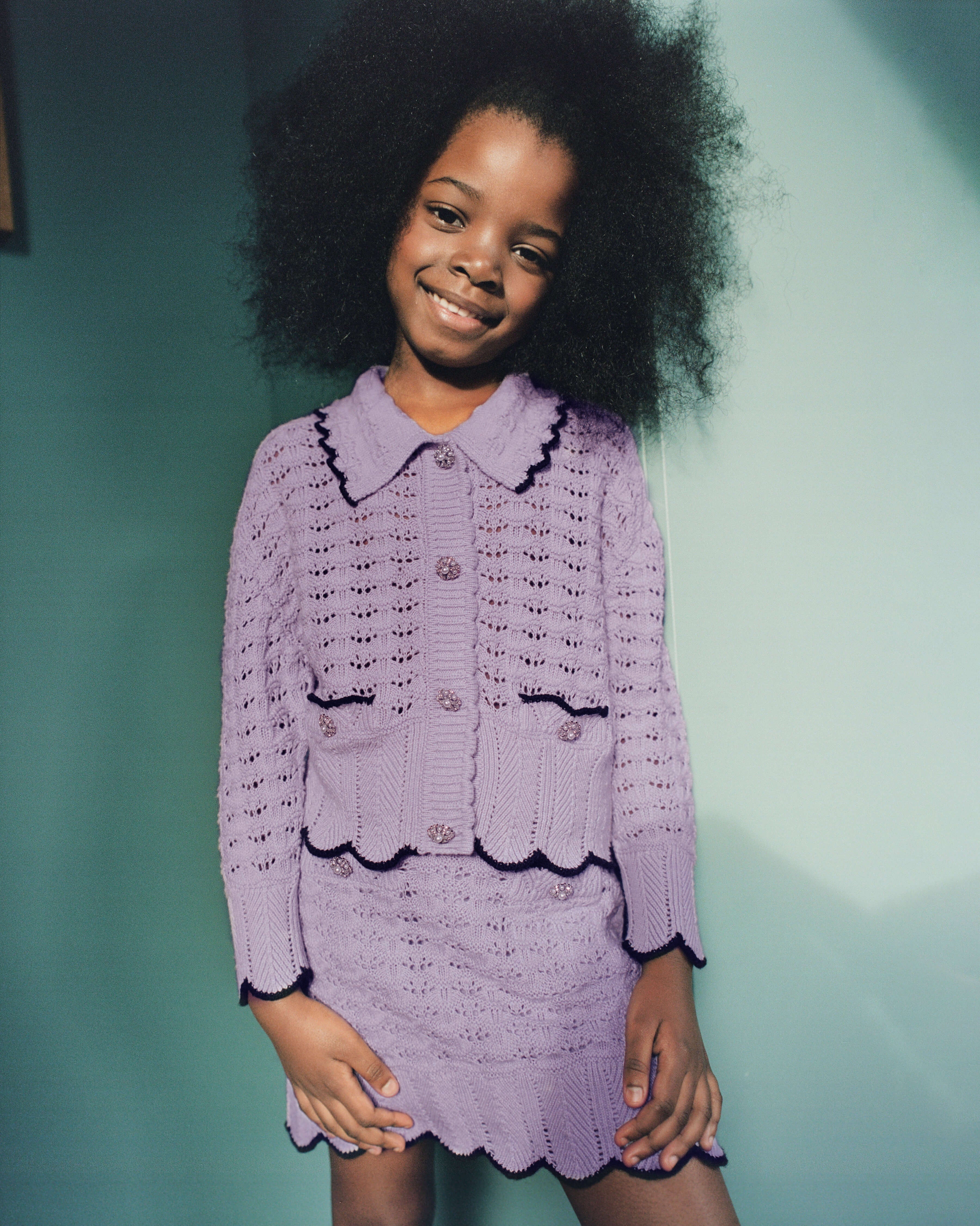 Lilac Crochet Knit Mini Skirt - Image 5