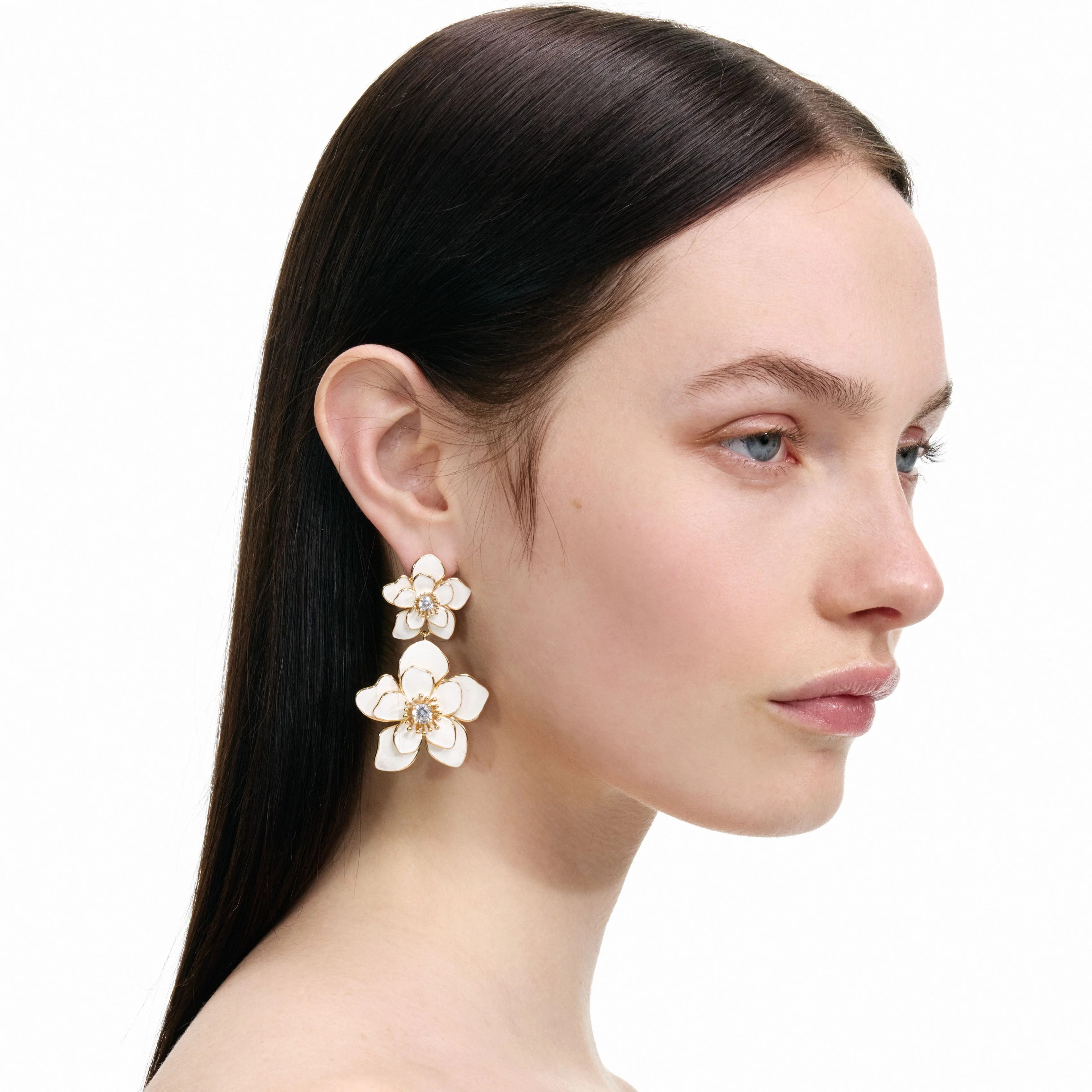 Enamel Flower Tiered Earrings - Image 2