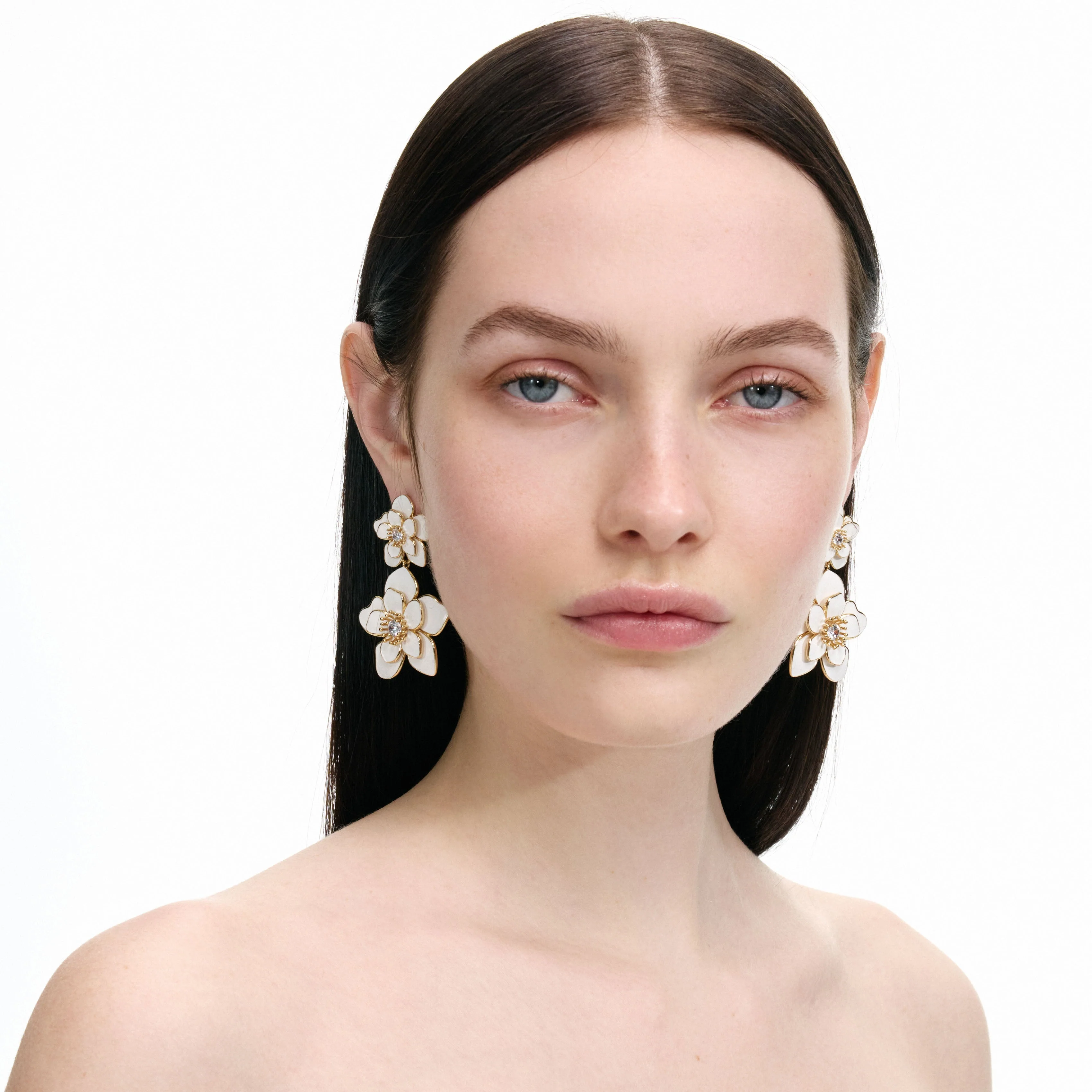 Enamel Flower Tiered Earrings - Image 4