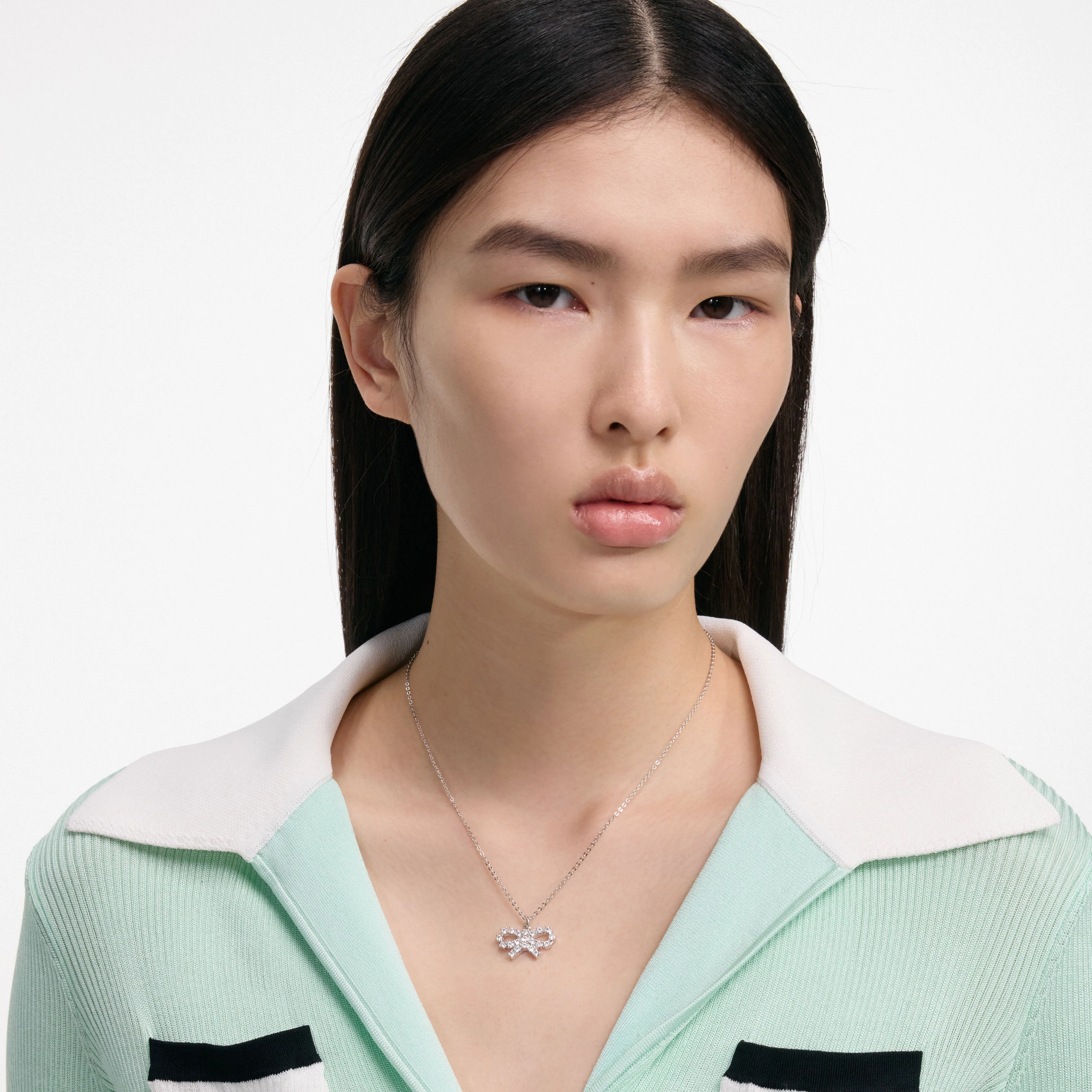Micro Crystal Bow Necklace - Image 2
