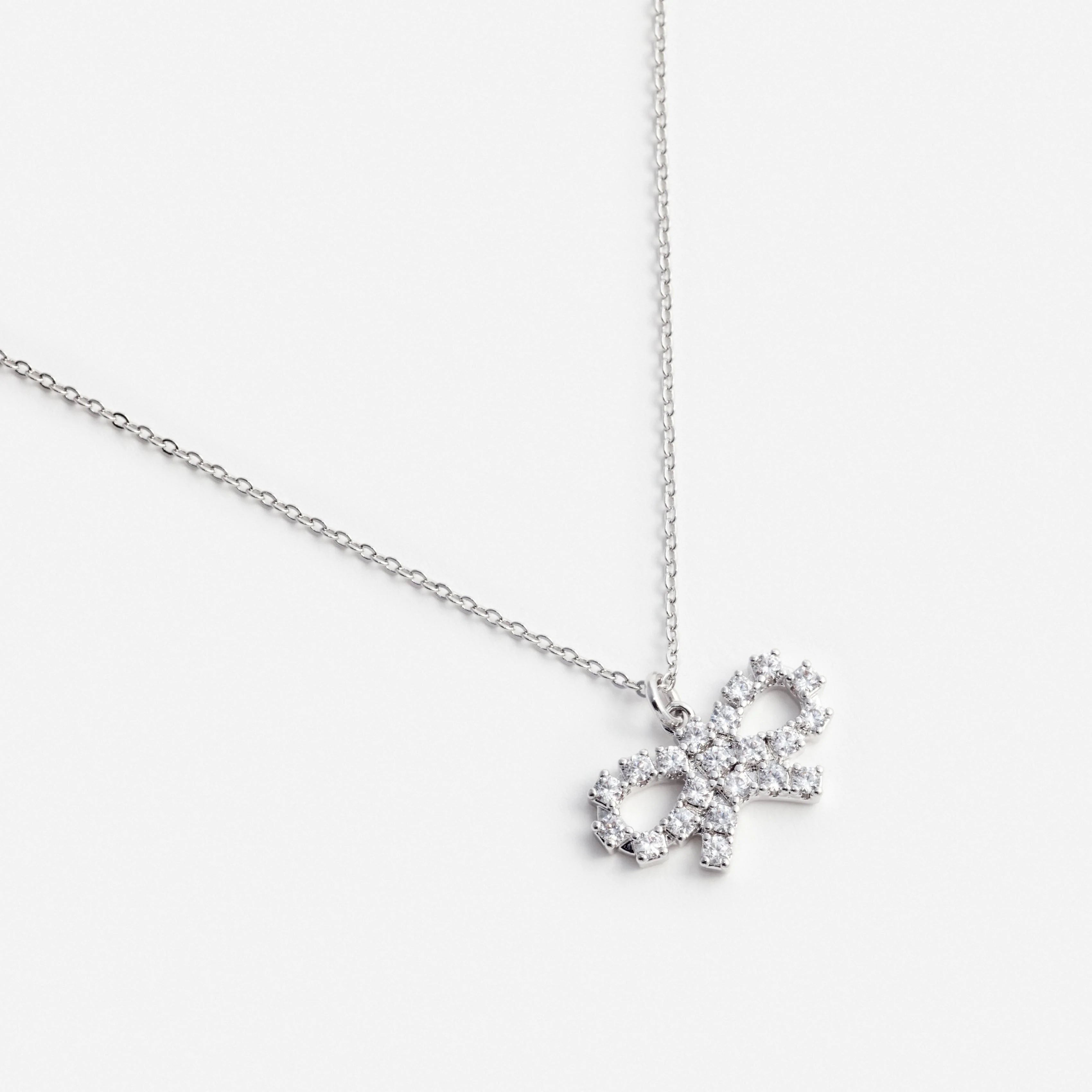 Micro Crystal Bow Necklace - Image 3