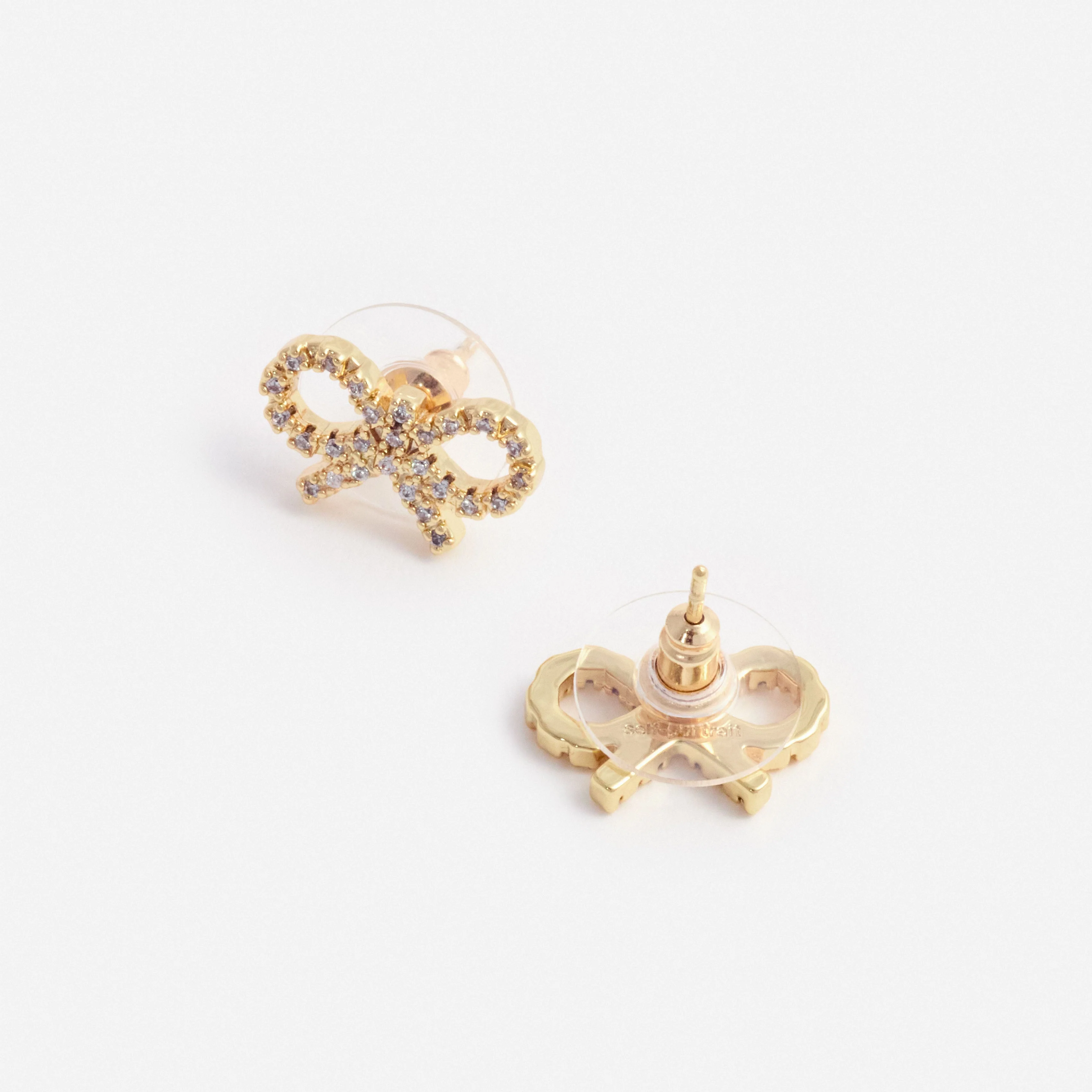 Micro Gold Bow Earrings - Image 3