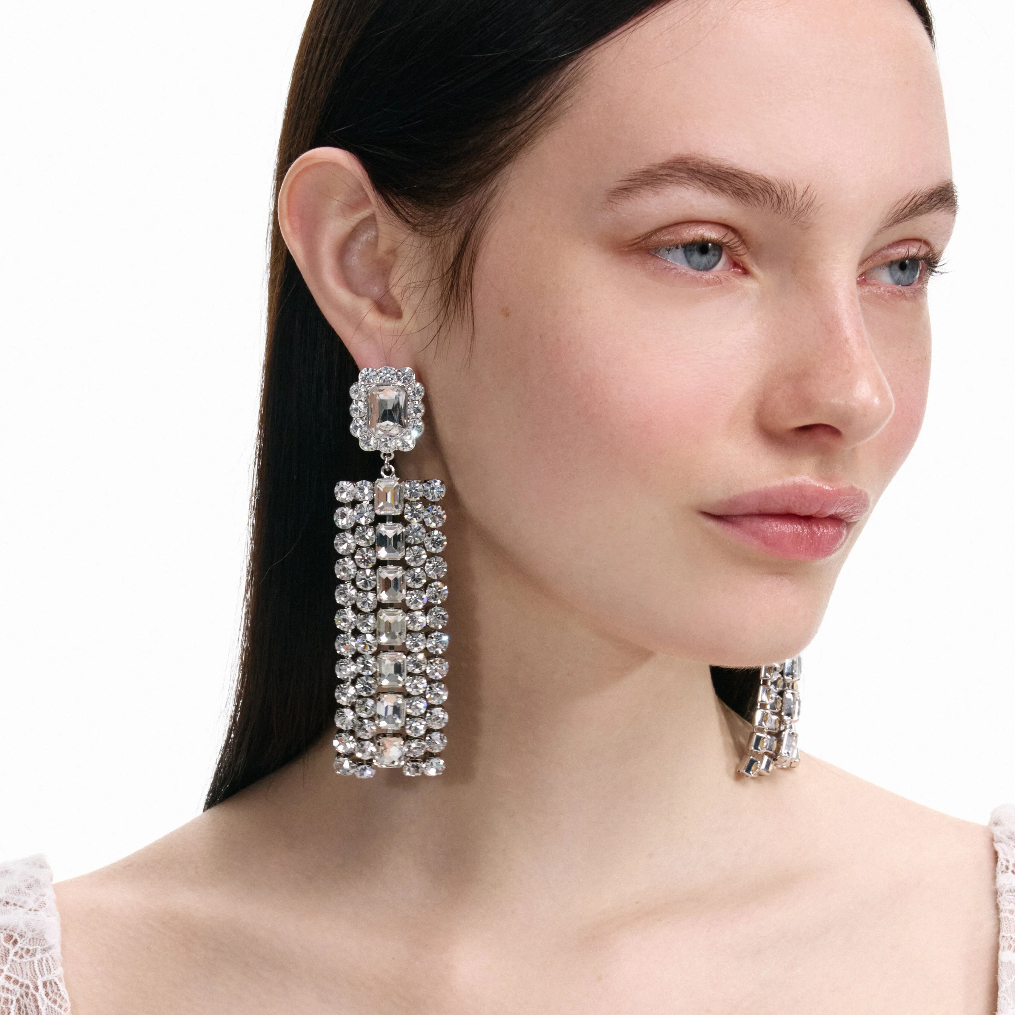 Multi Crystal Droplet Earrings - Image 4