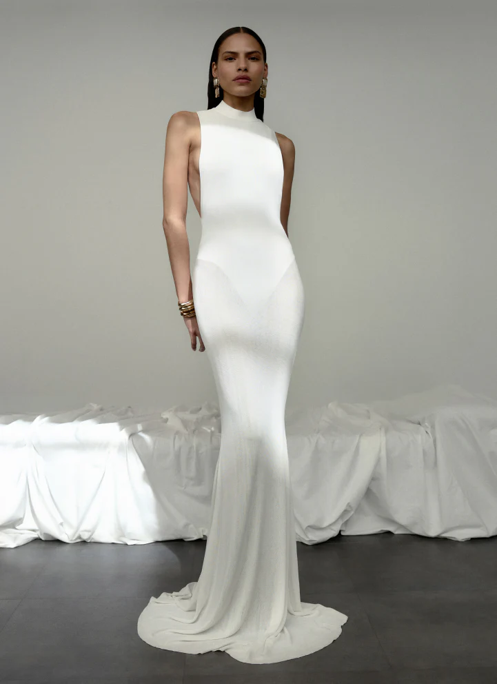 White Racer Back Viscose Knit Maxi Dress - Image 6