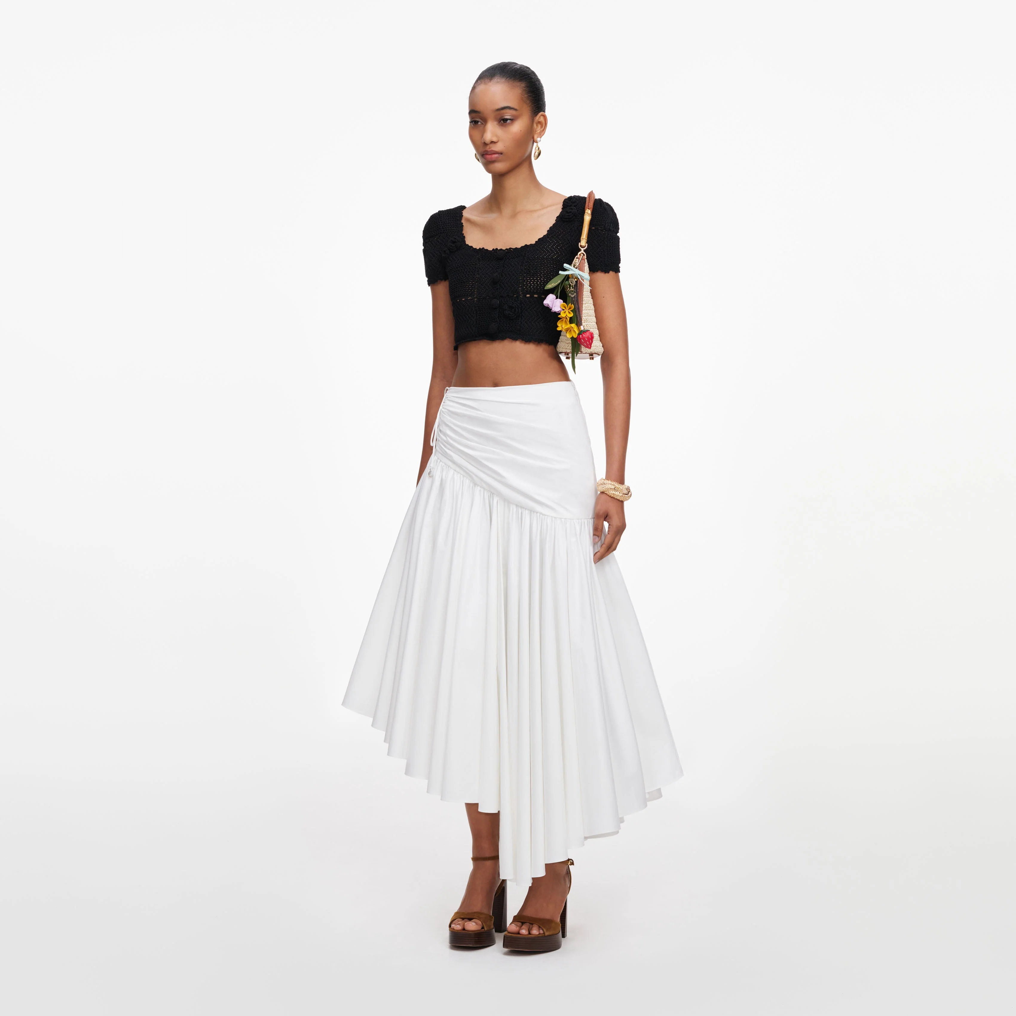 Black Crochet Knit Crop Top - Image 2