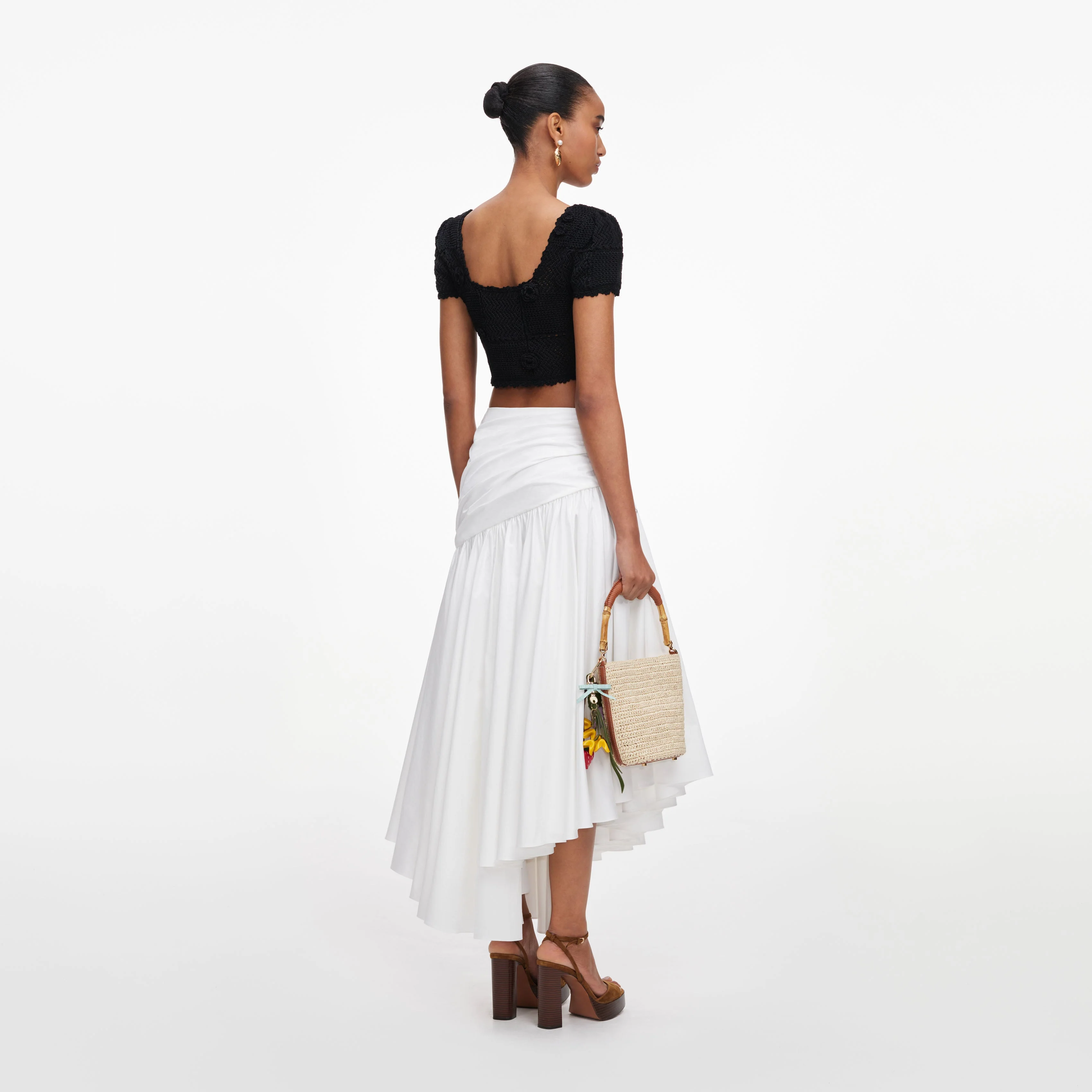 Black Crochet Knit Crop Top - Image 3