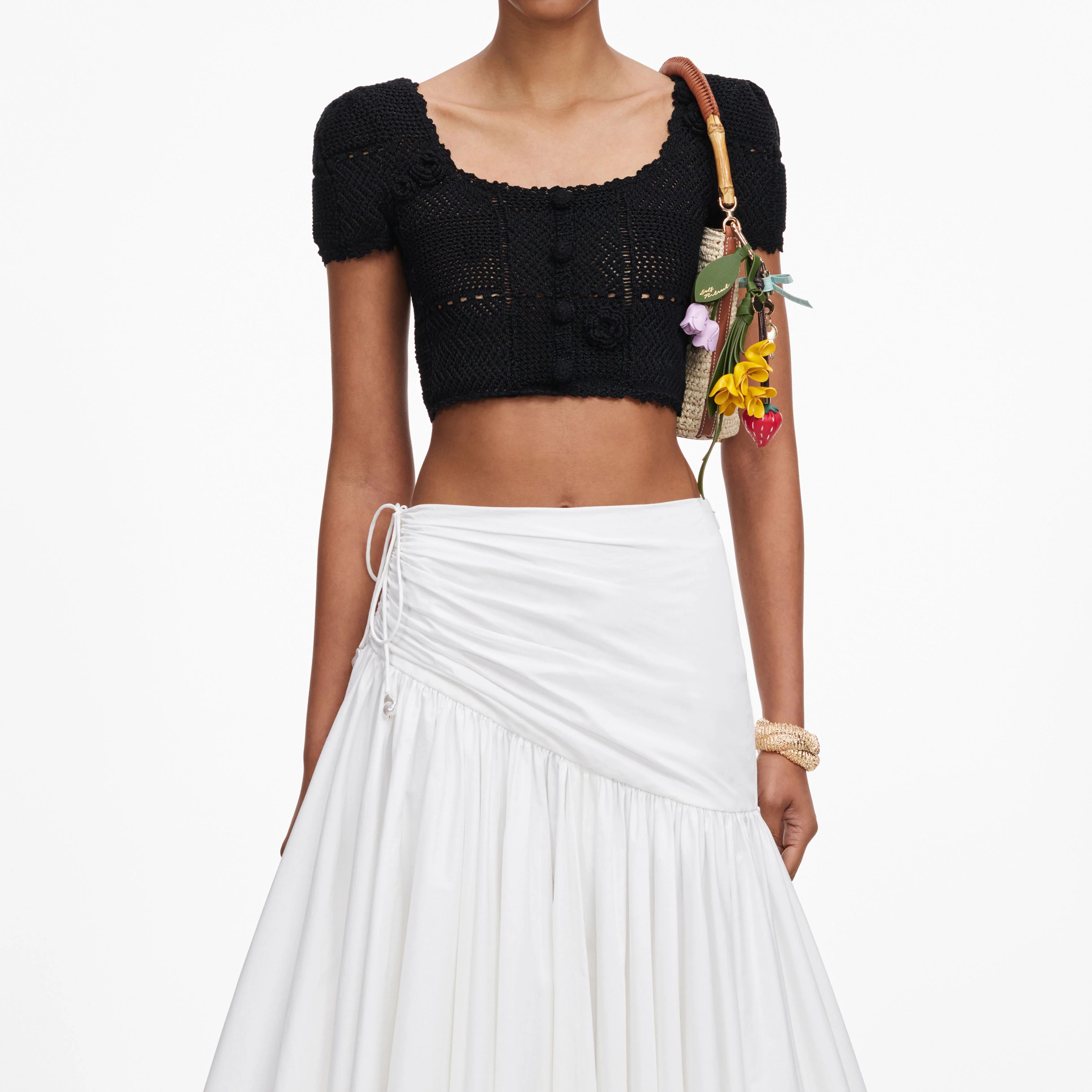 Black Crochet Knit Crop Top - Image 4