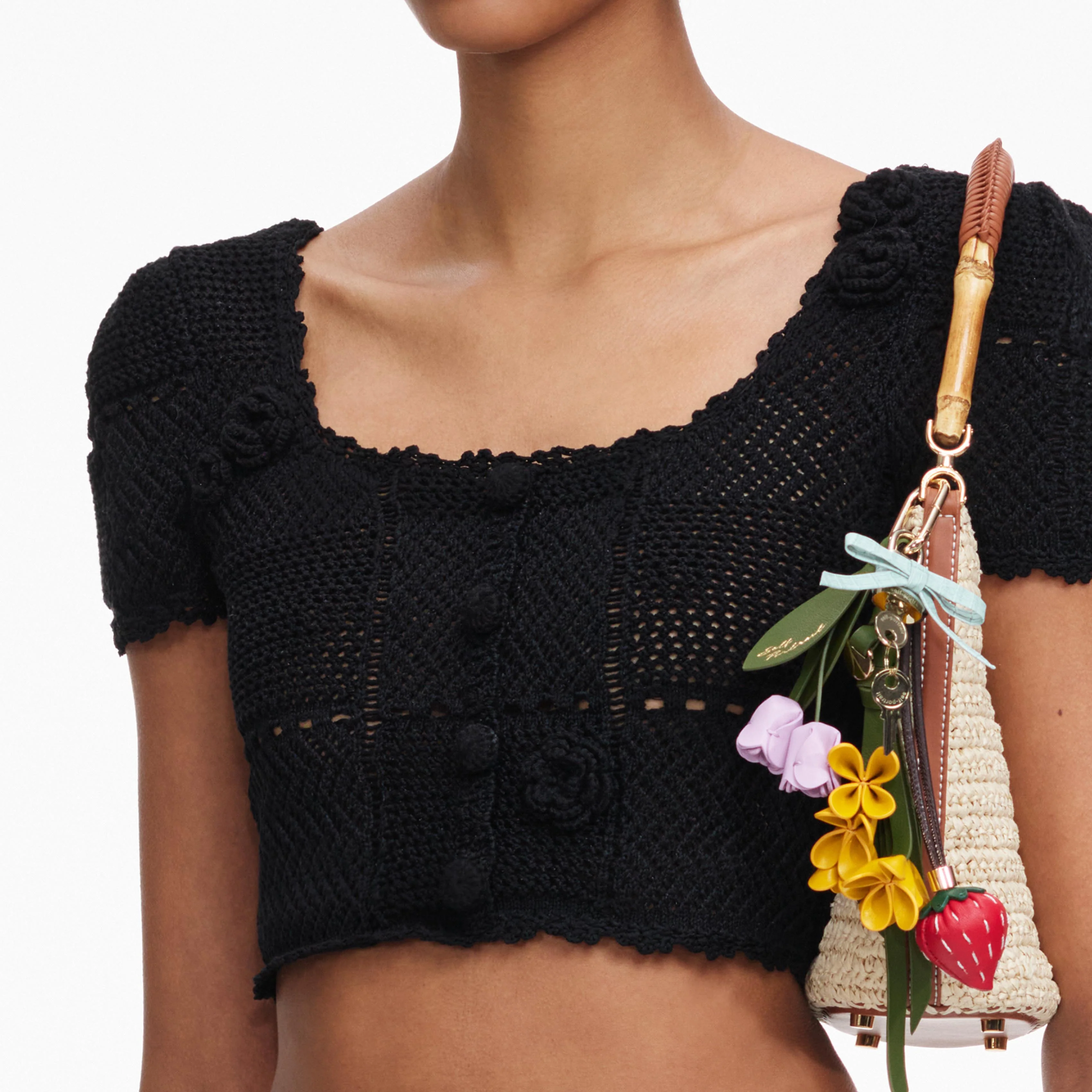 Black Crochet Knit Crop Top - Image 5