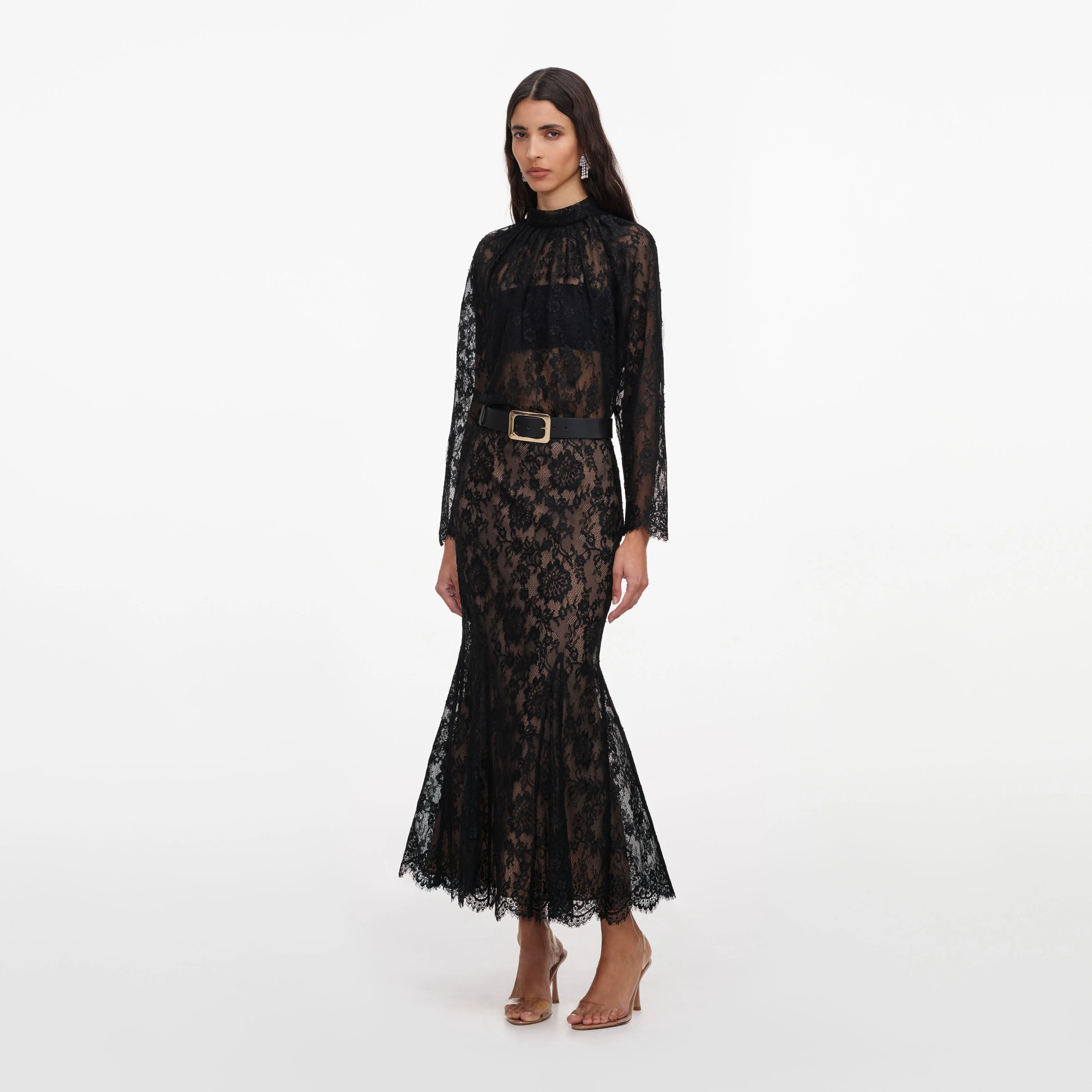 Black Lace Midi Skirt - Image 2