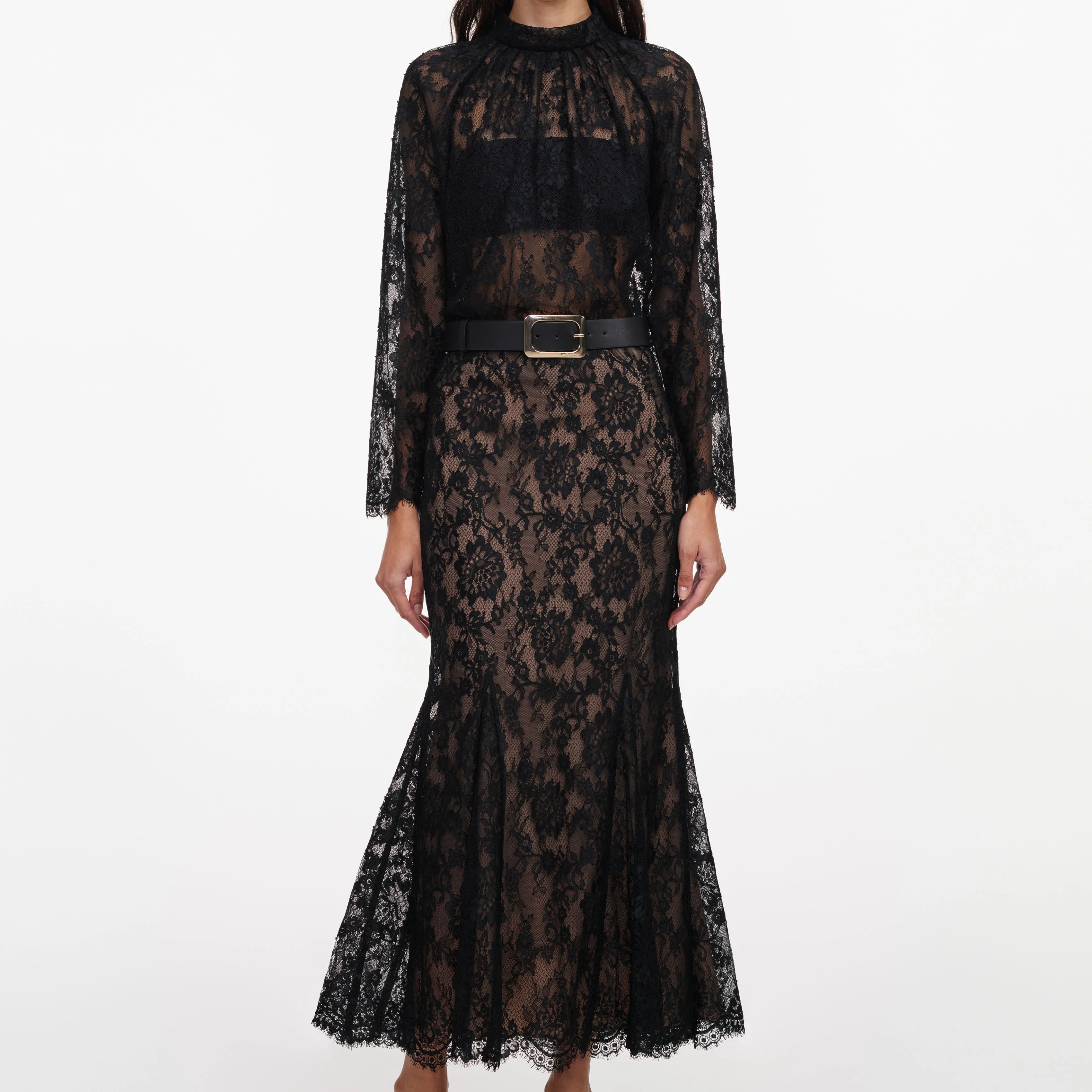 Black Lace Midi Skirt - Image 4