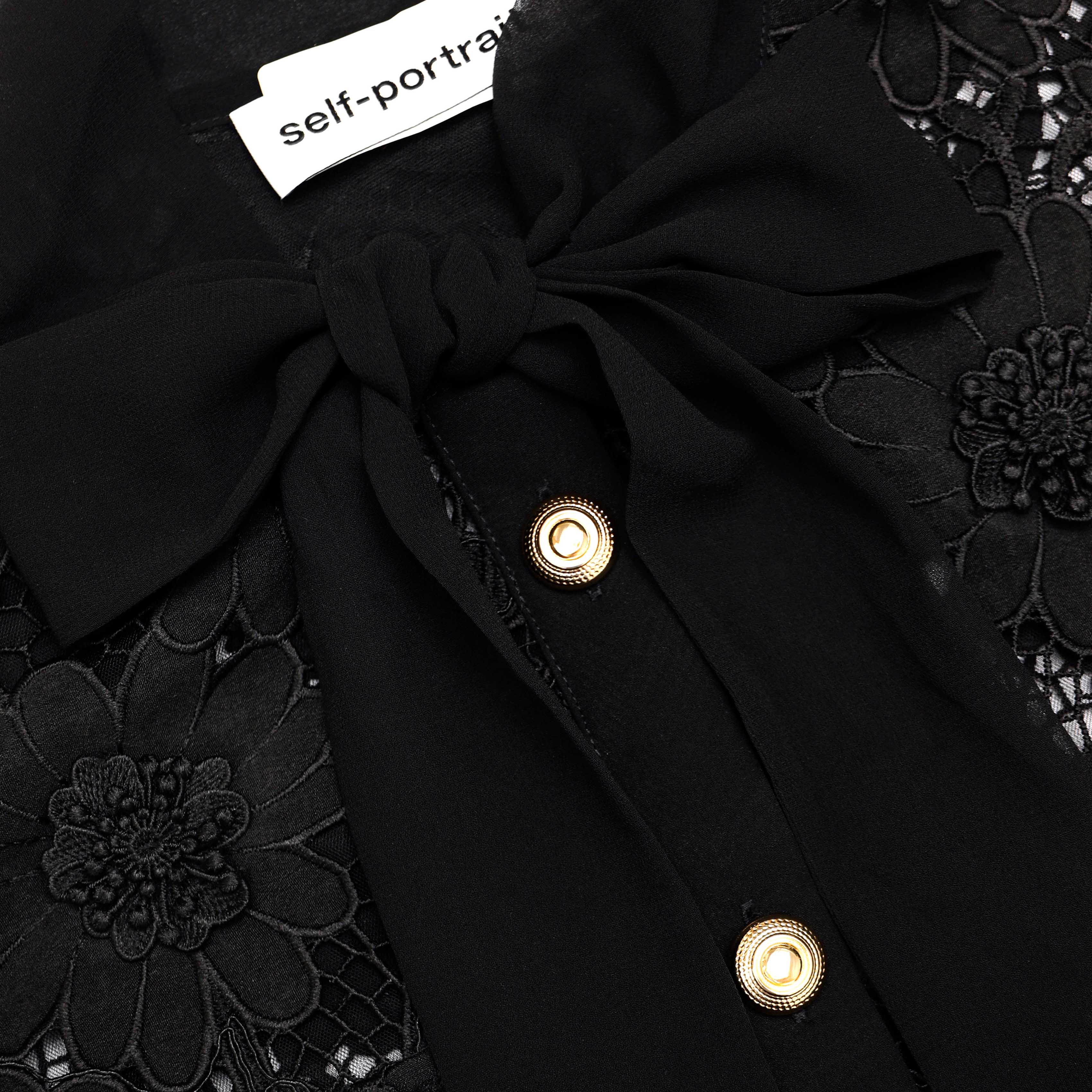 Black Lace Tie Neck Top - Image 6