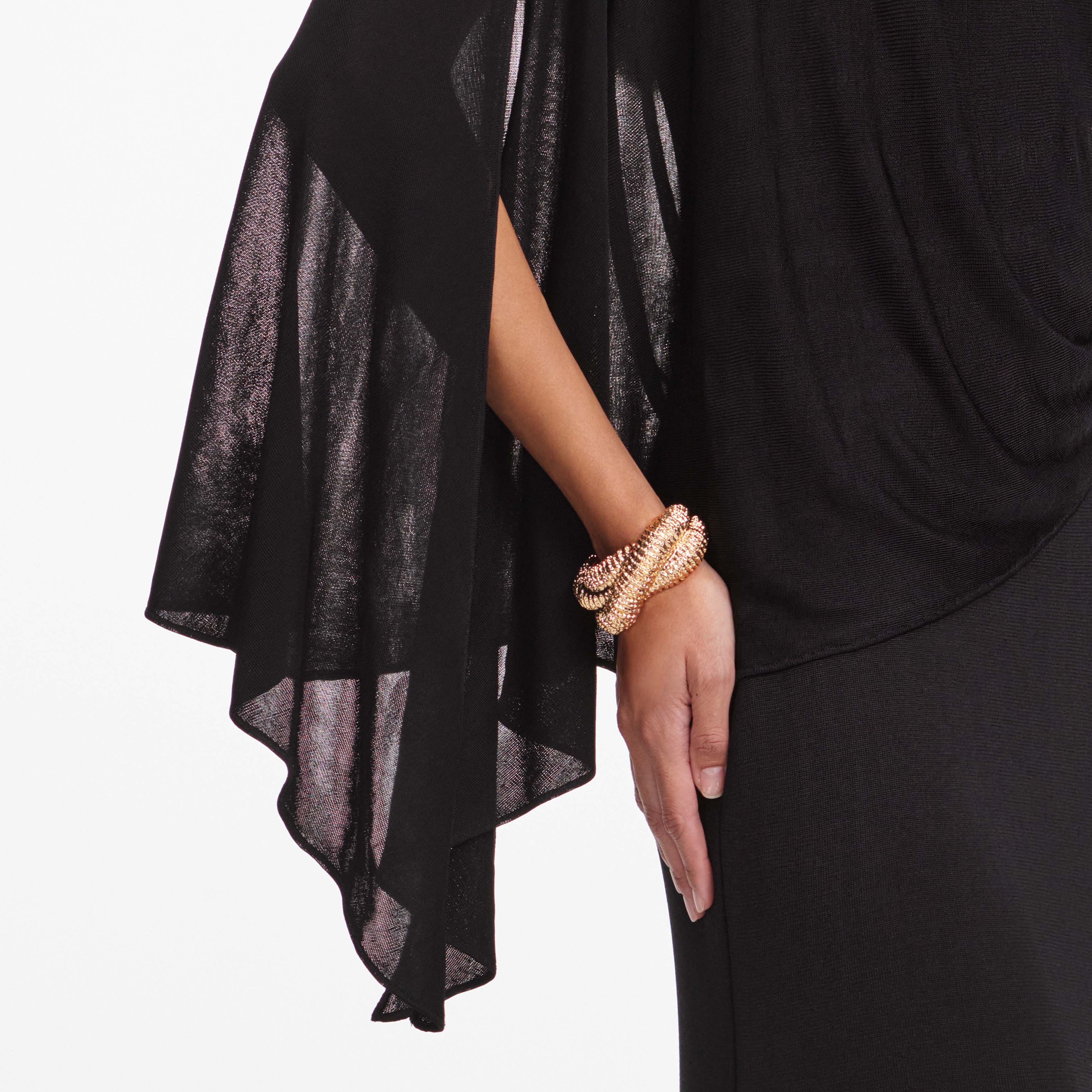 Black Viscose Knit One Shoulder Maxi Dress - Image 6