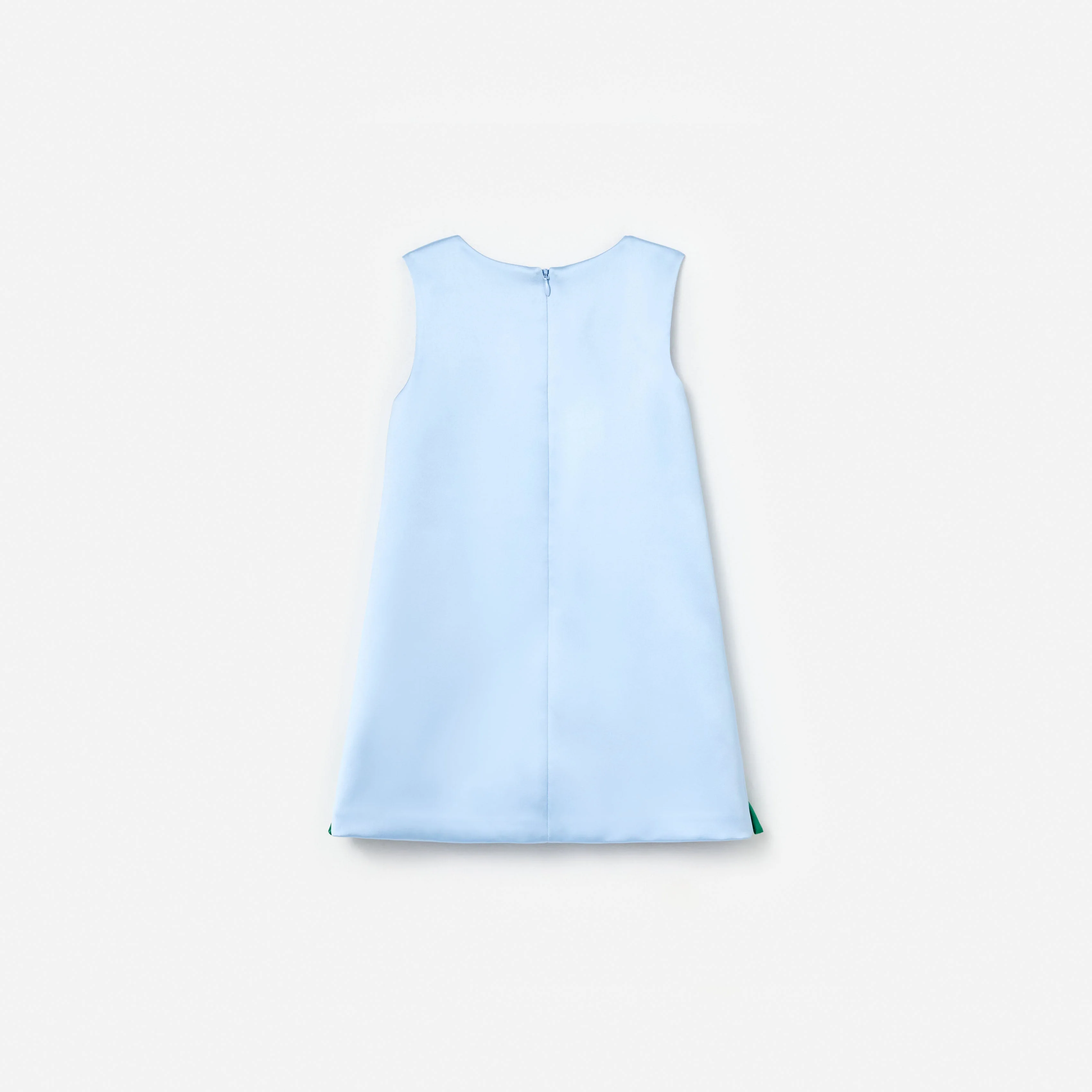Blue Bonded Satin 3D Flower Dress - Image 2