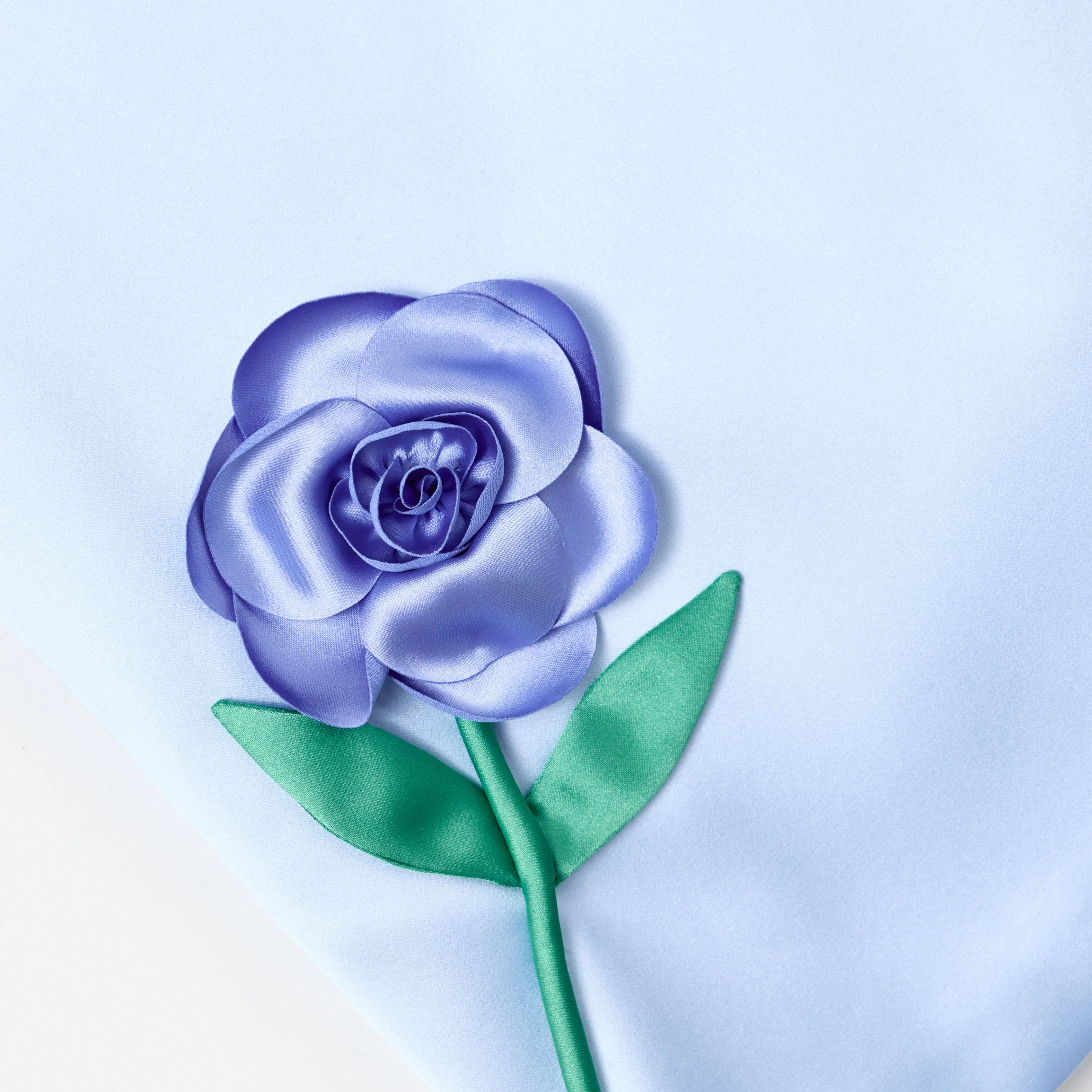 Blue Bonded Satin 3D Flower Dress - Image 3