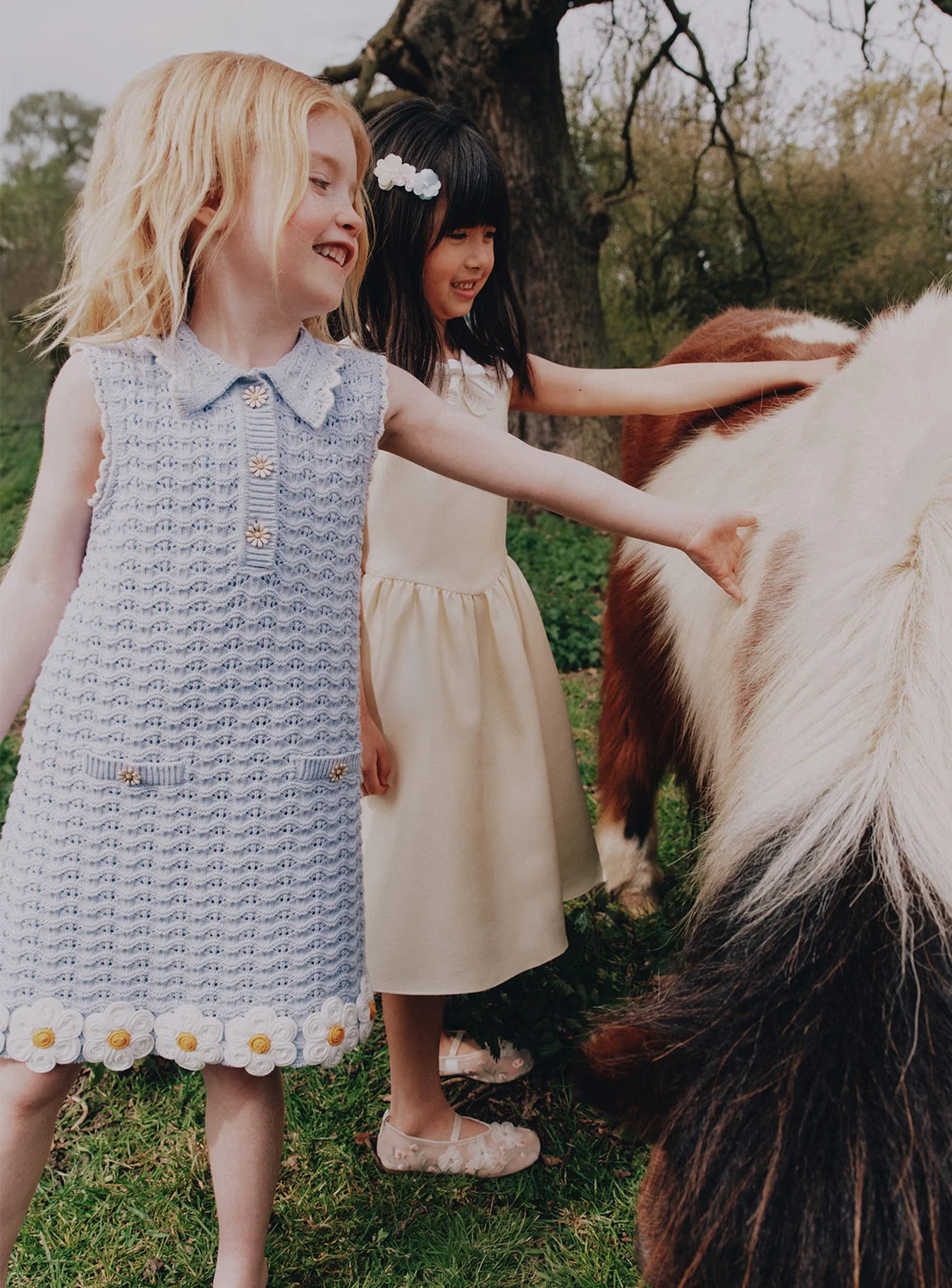 Blue Daisy Trim Pointelle Knitted Dress - Image 3