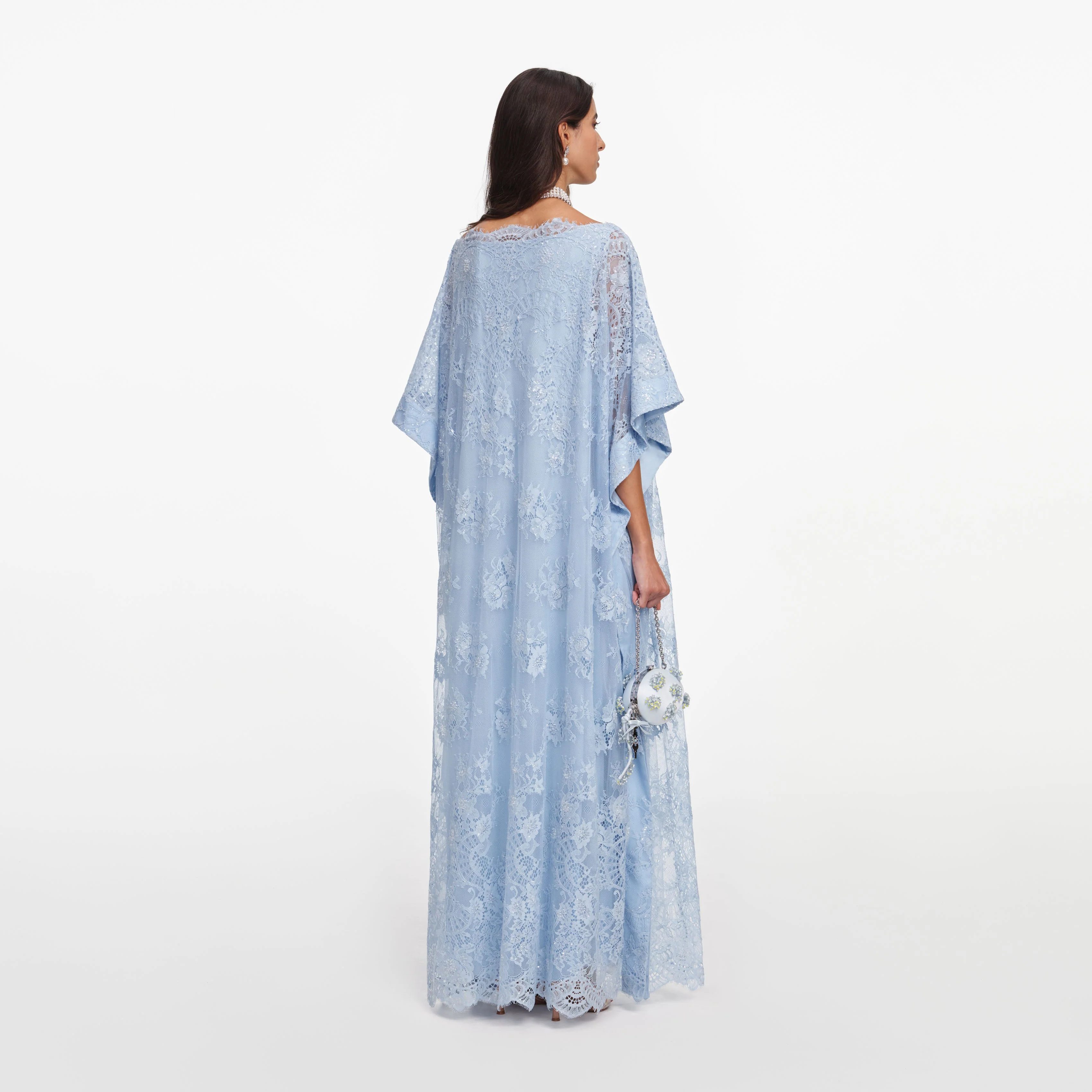 Blue Embellished Lace Kaftan - Image 3