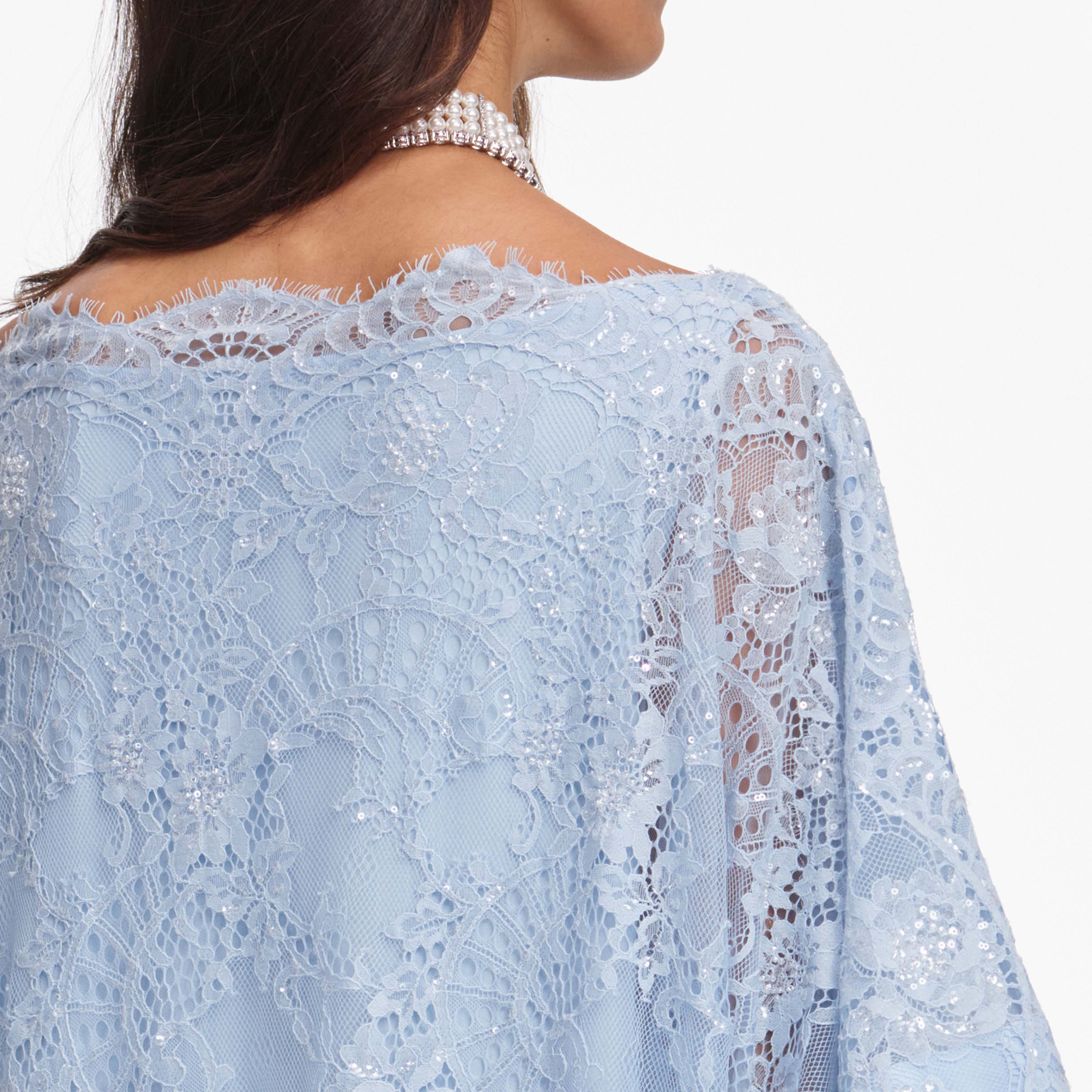 Blue Embellished Lace Kaftan - Image 5