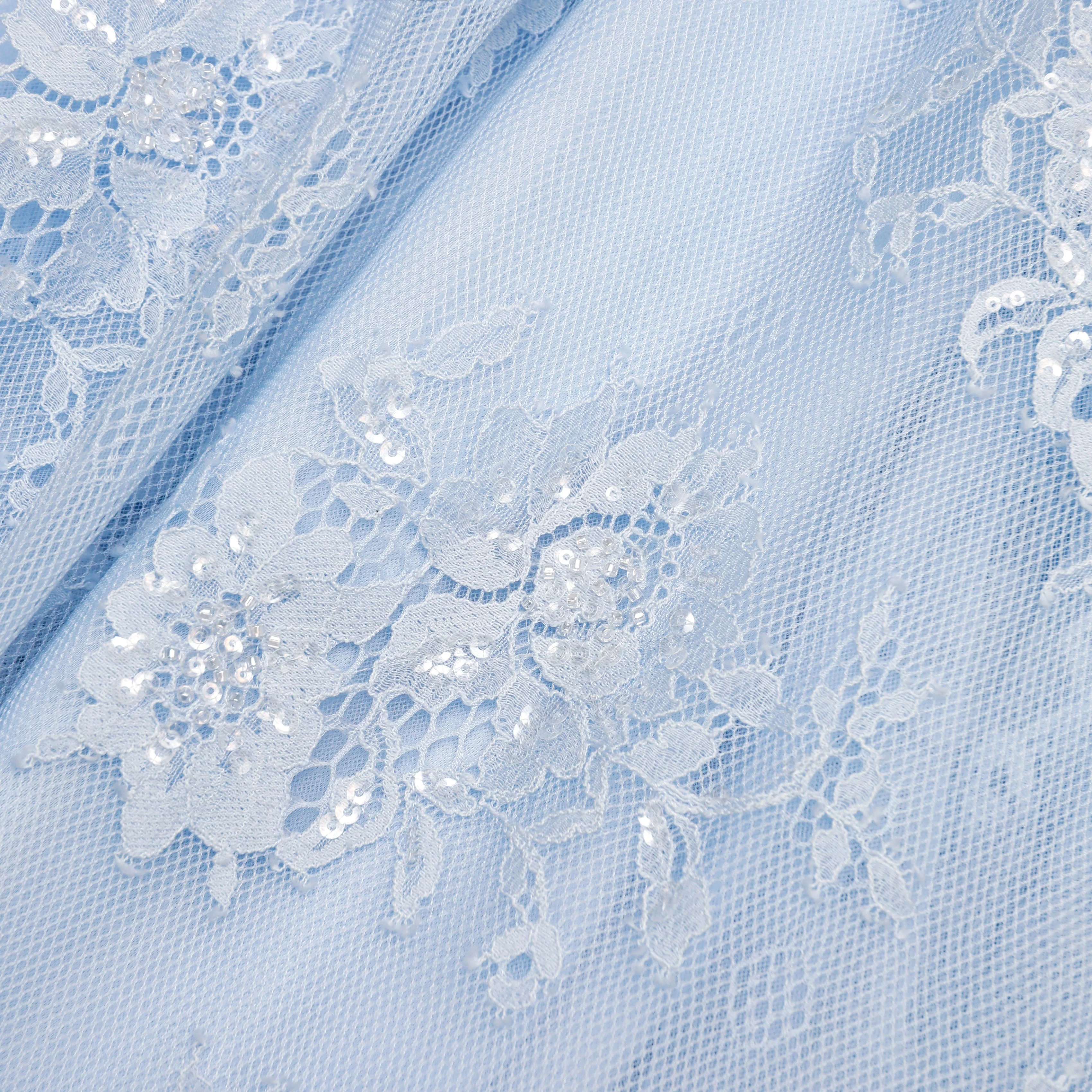 Blue Embellished Lace Kaftan - Image 7