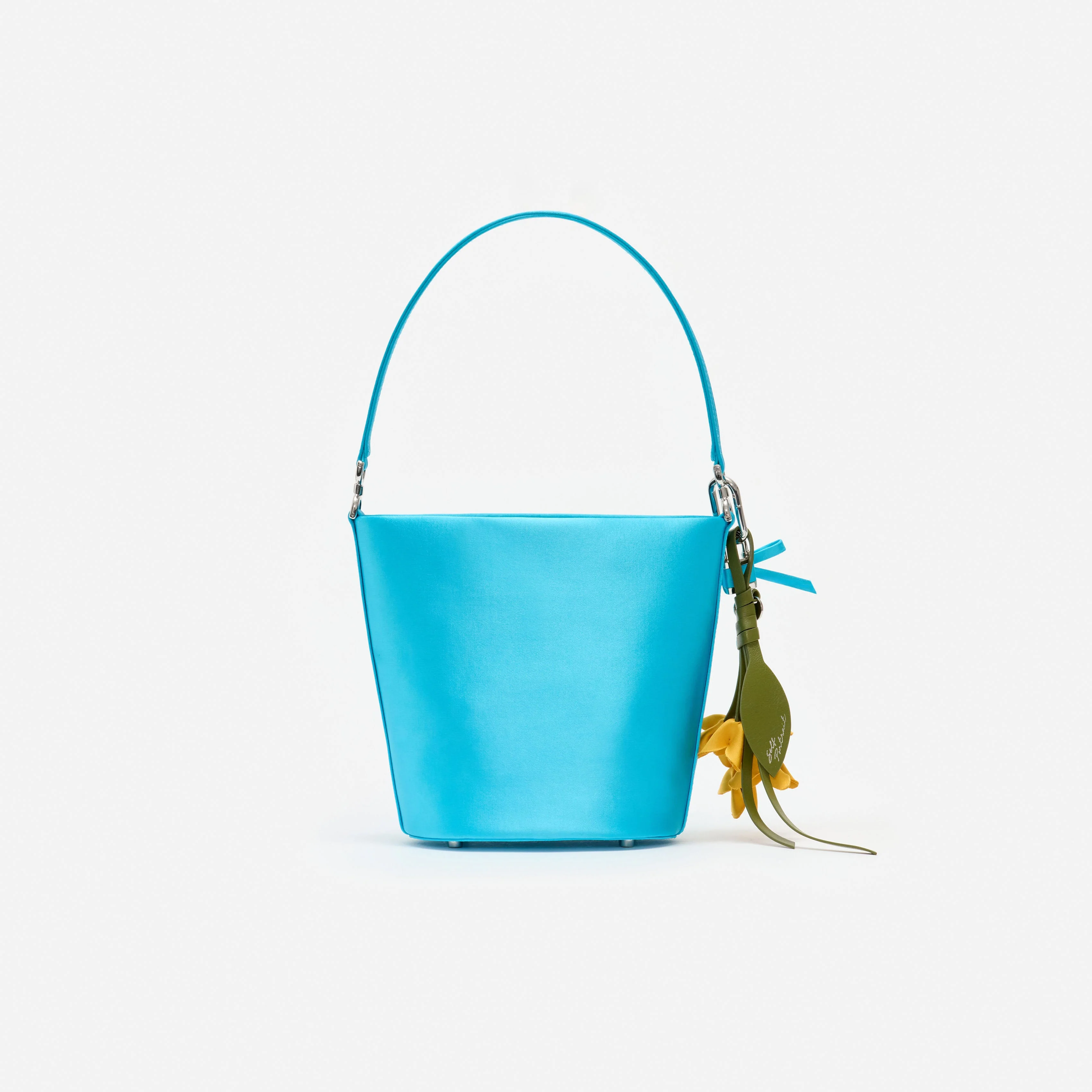 Blue Satin Bucket Bag - Image 3