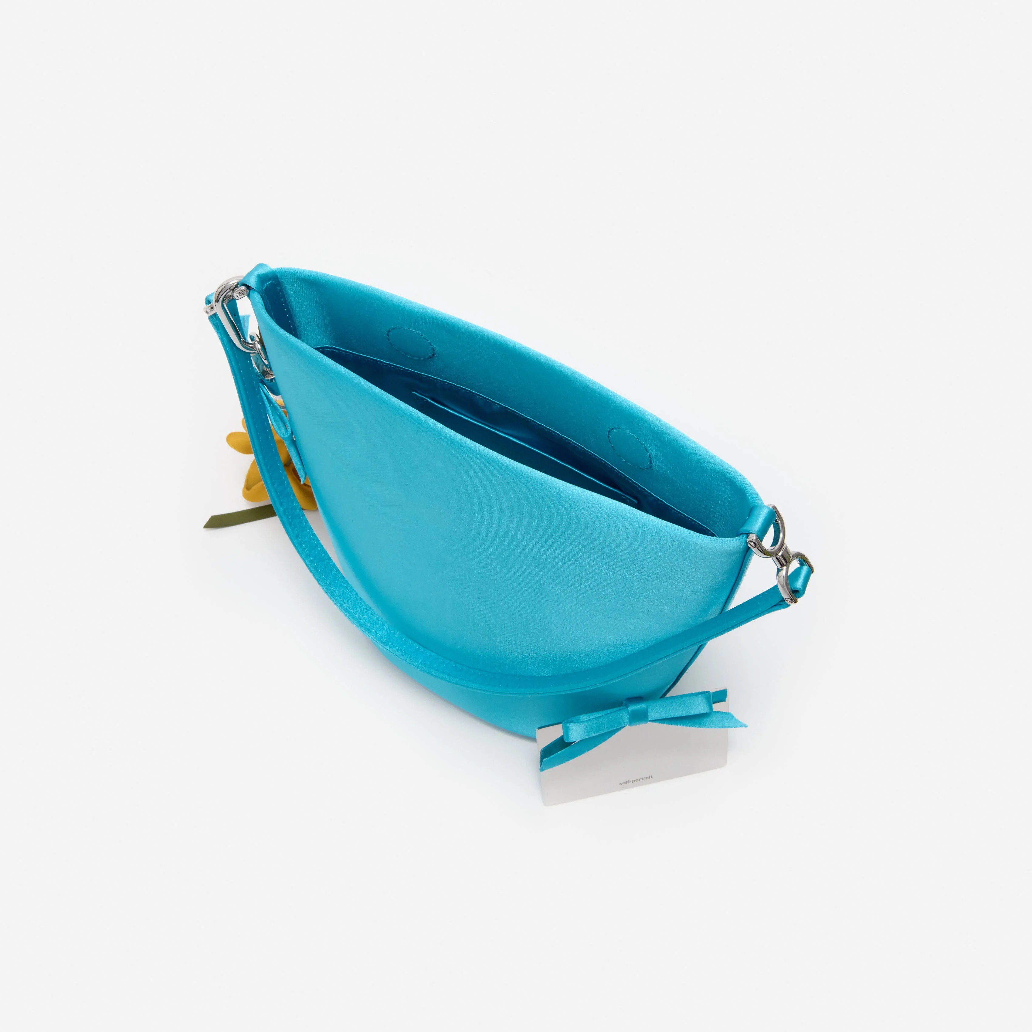 Blue Satin Bucket Bag - Image 4