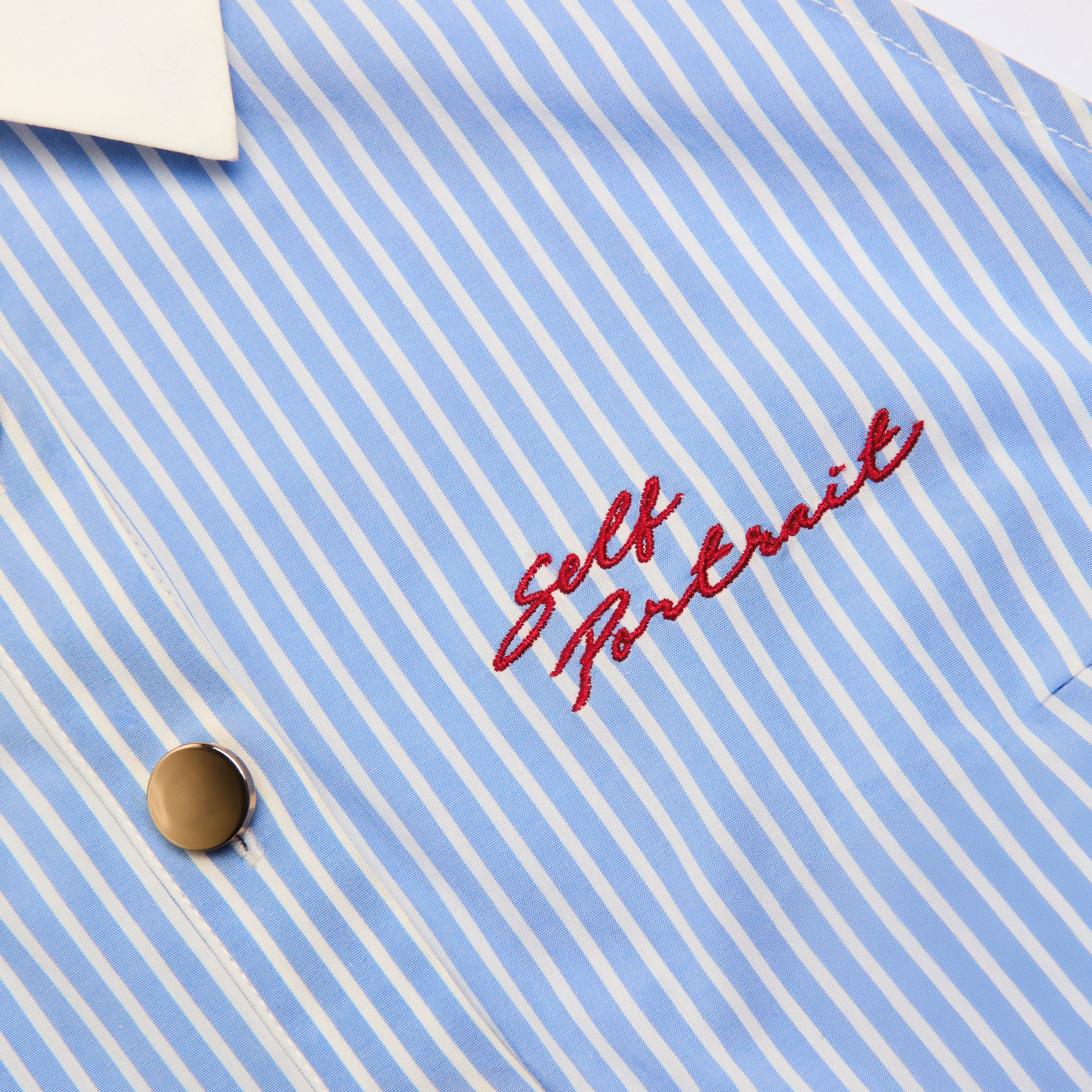 Blue Striped Cotton Midi Dress - Image 5