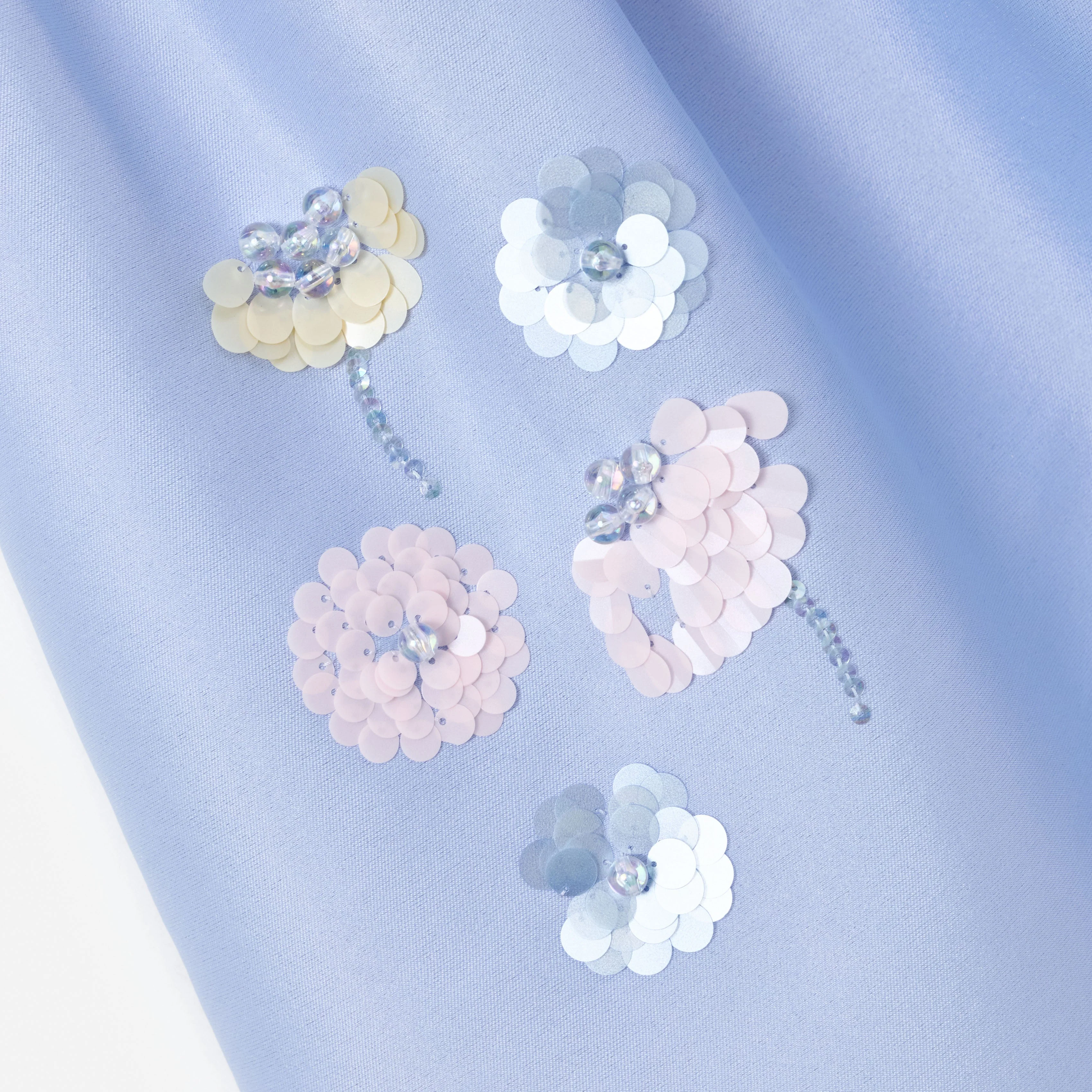 Blue Taffeta Sequin Embellished Dress - Image 3