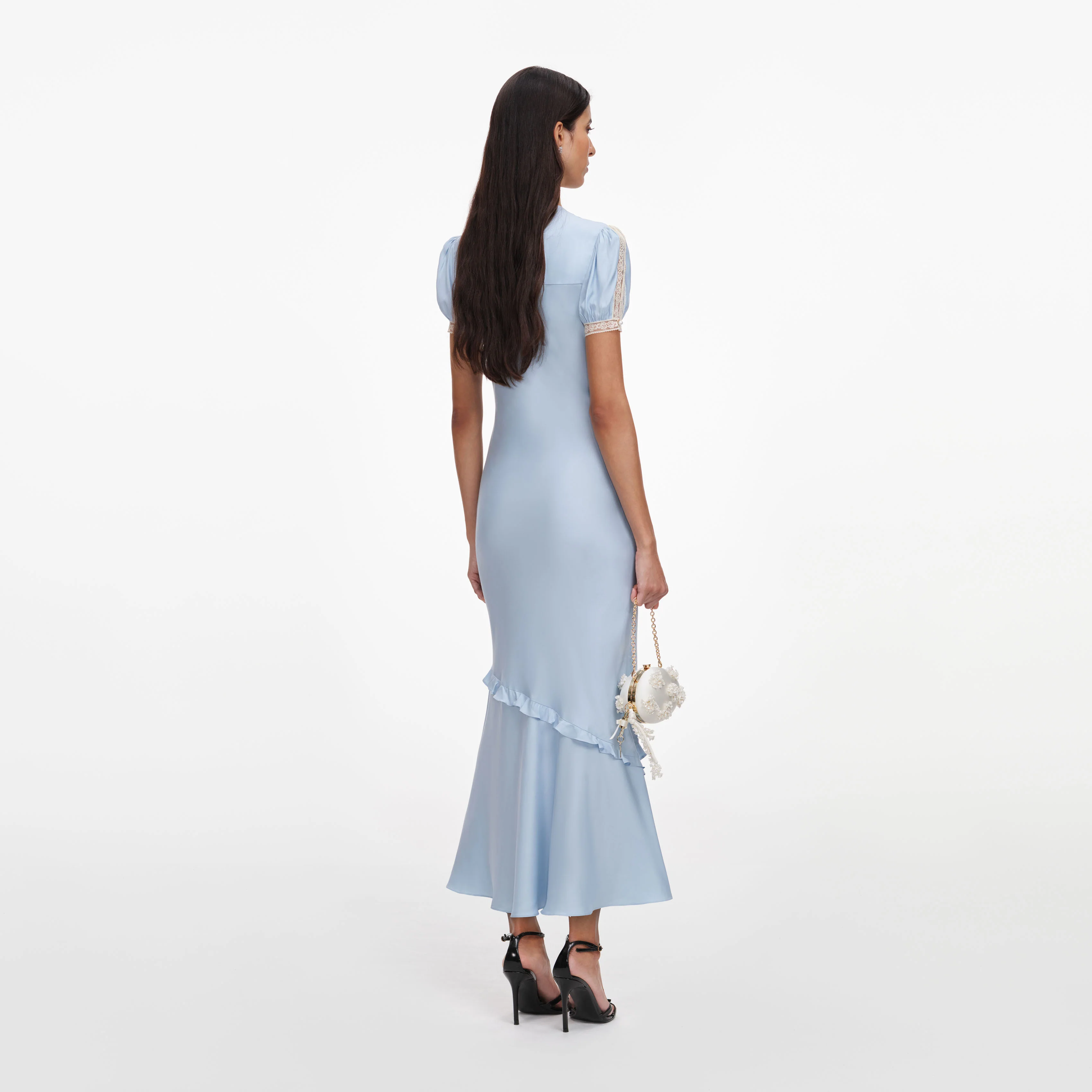 Blue Viscose Lace Midi Dress - Image 3