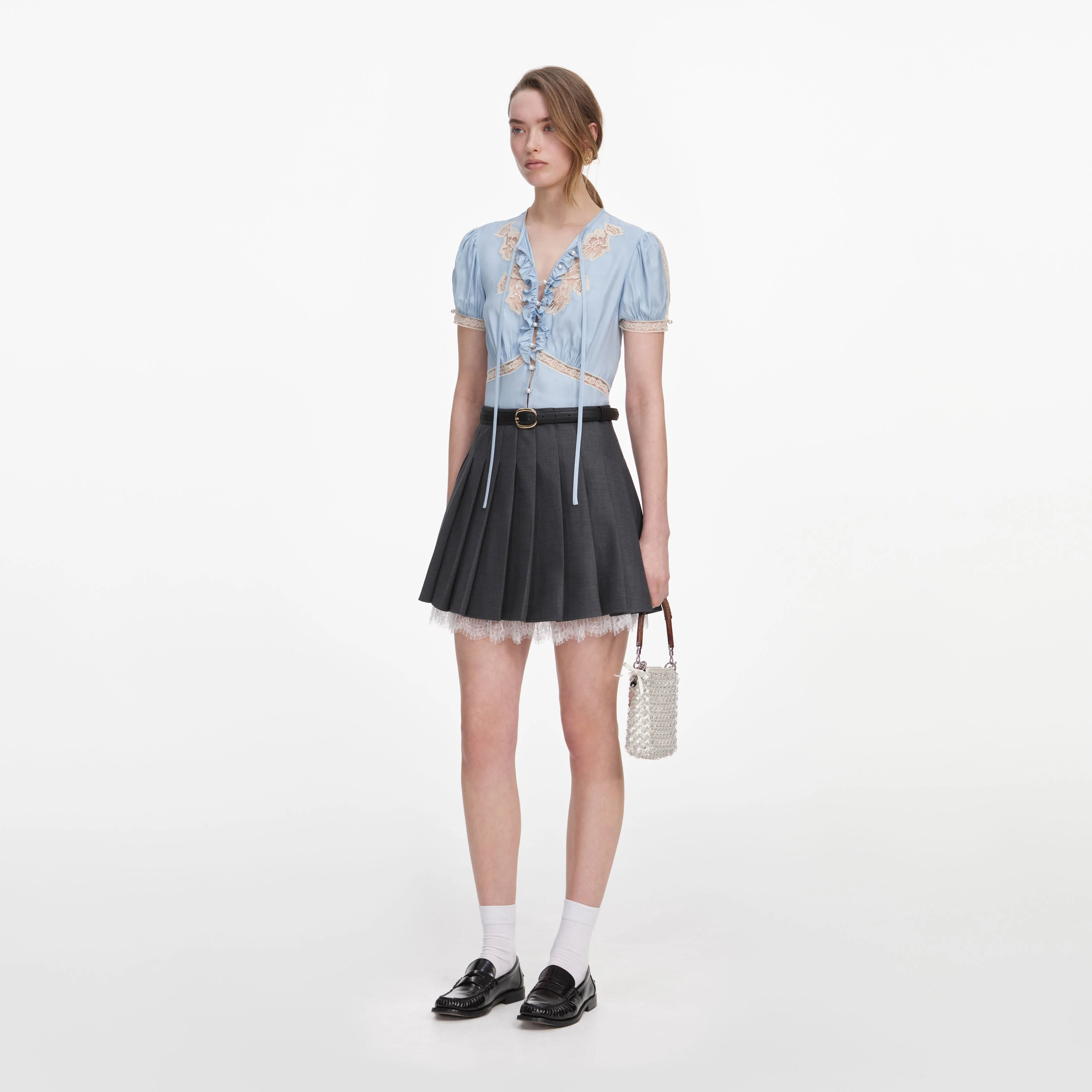 Blue Viscose Lace Top - Image 2