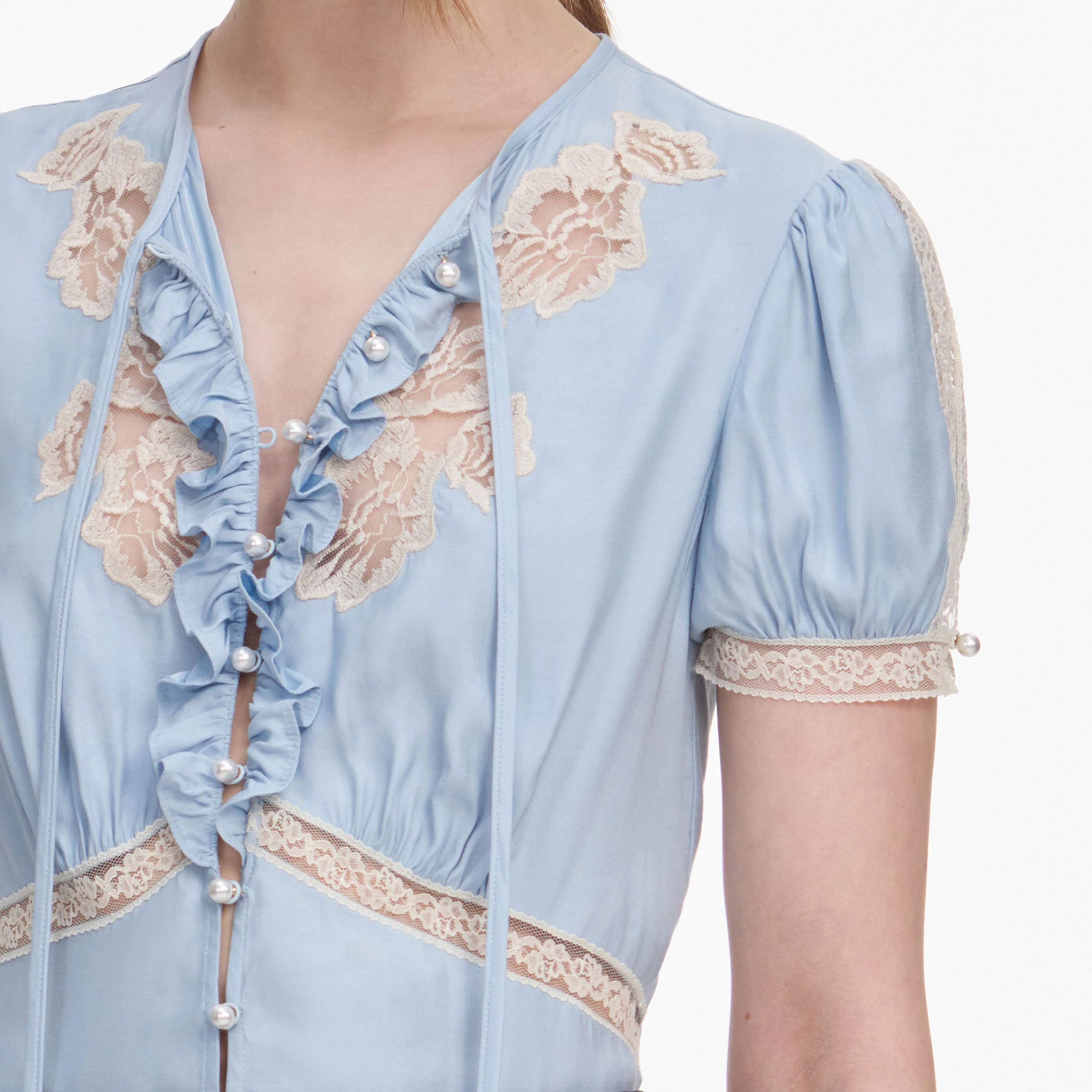 Blue Viscose Lace Top - Image 5
