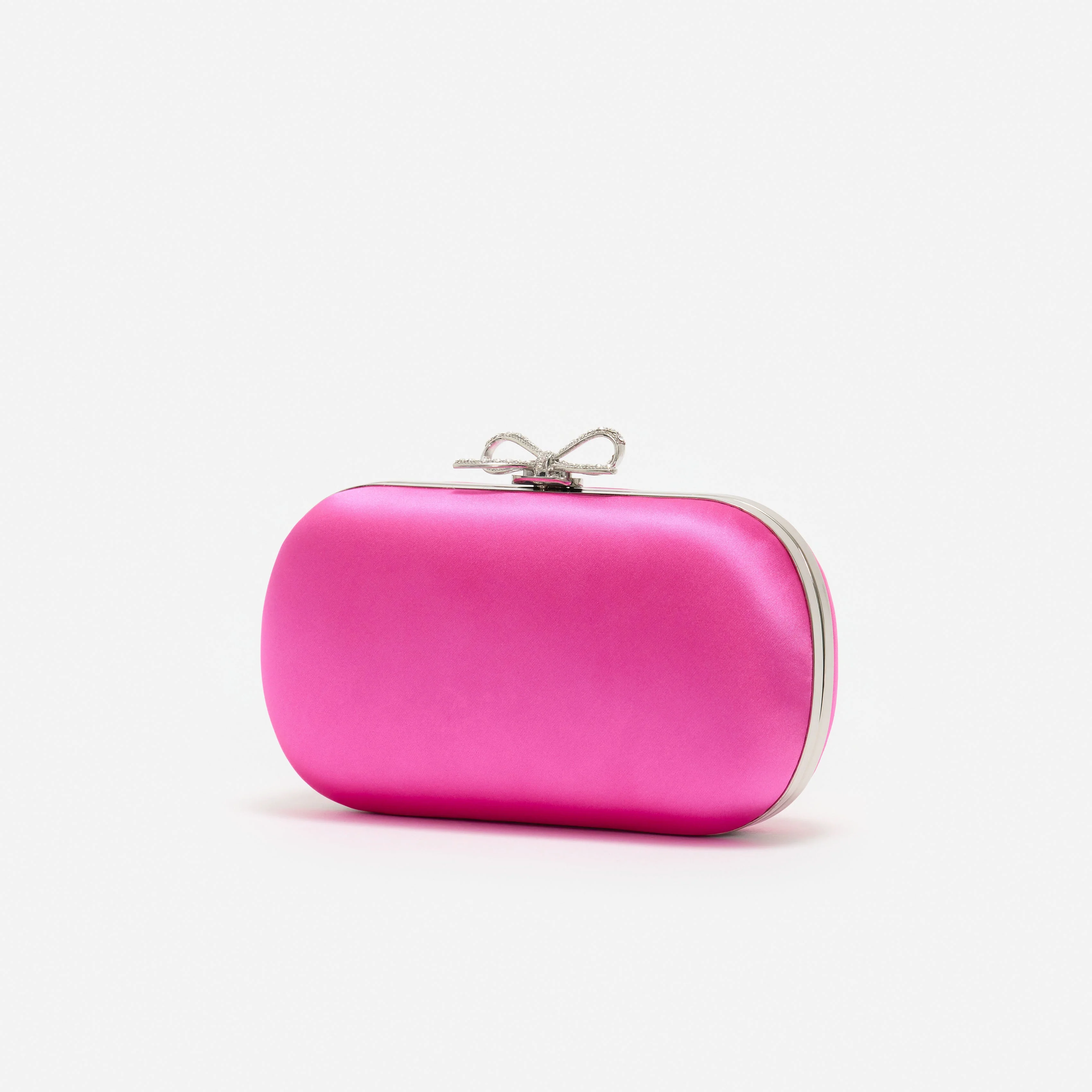 Bright Pink Satin Clutch Bag - Image 2
