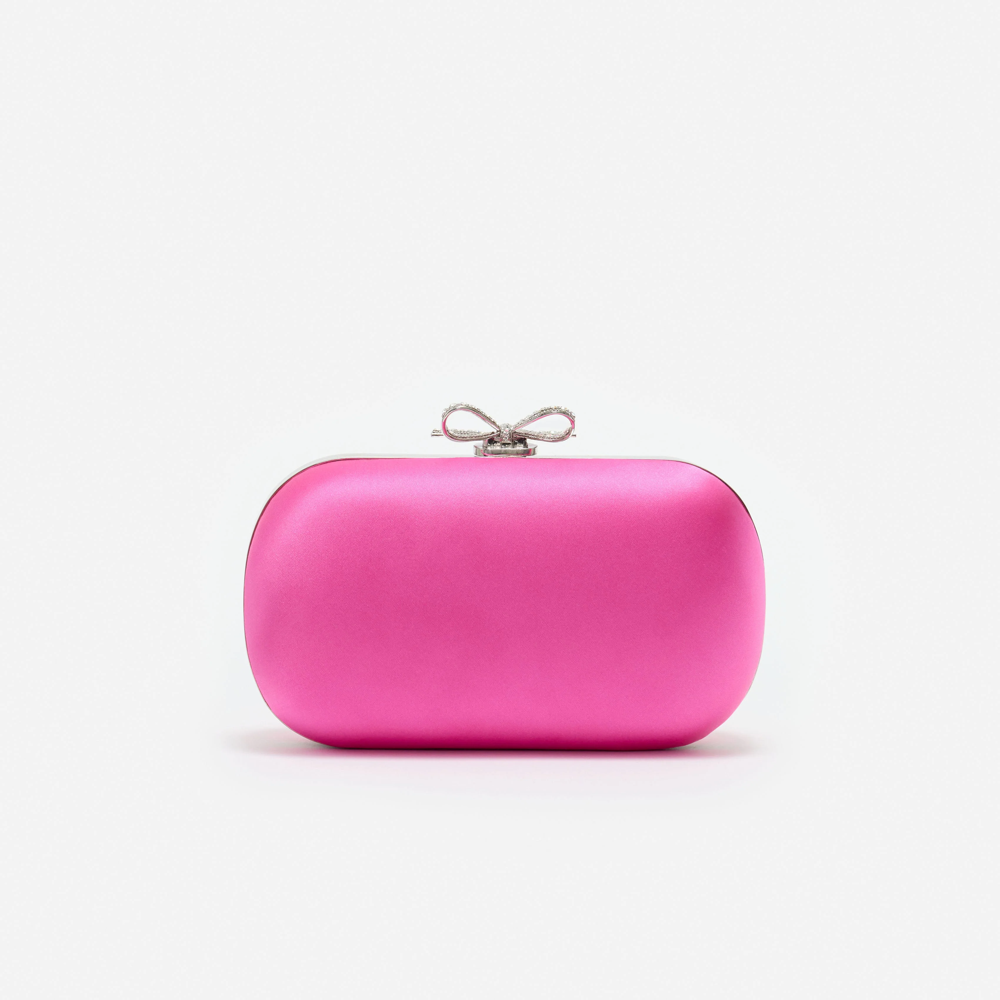 Bright Pink Satin Clutch Bag - Image 3