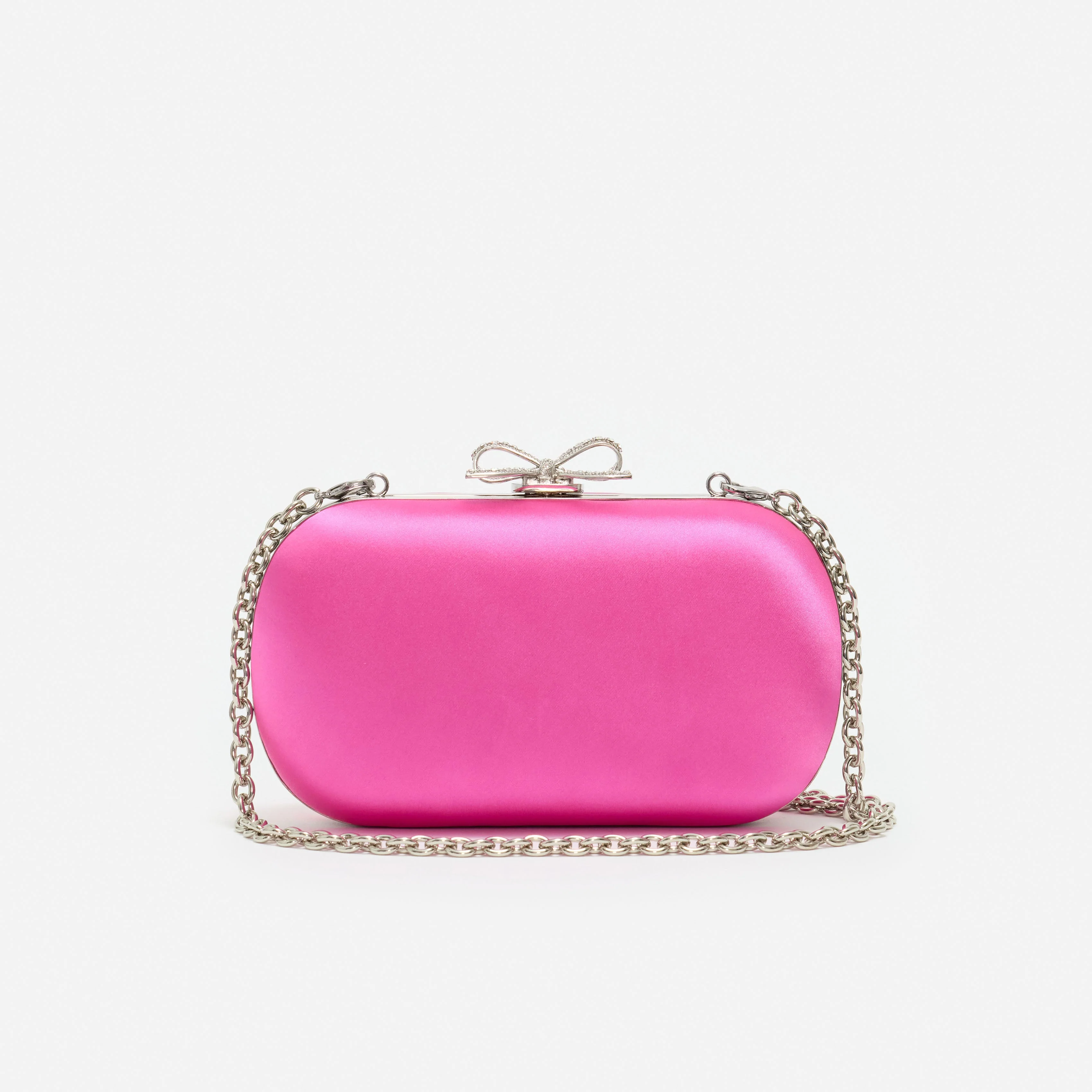 Bright Pink Satin Clutch Bag - Image 4