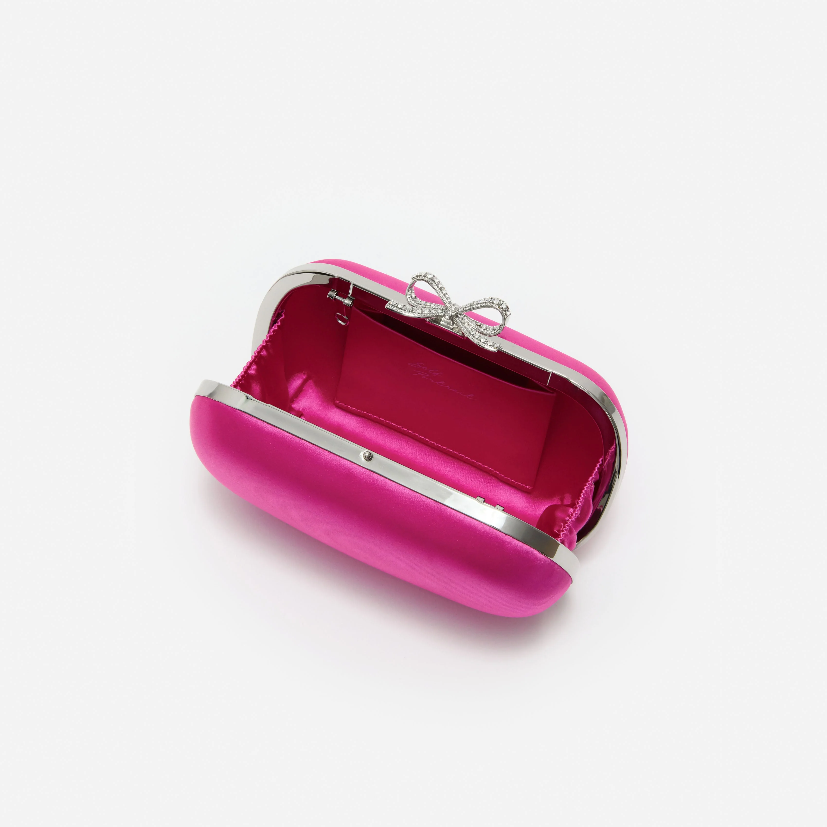Bright Pink Satin Clutch Bag - Image 5
