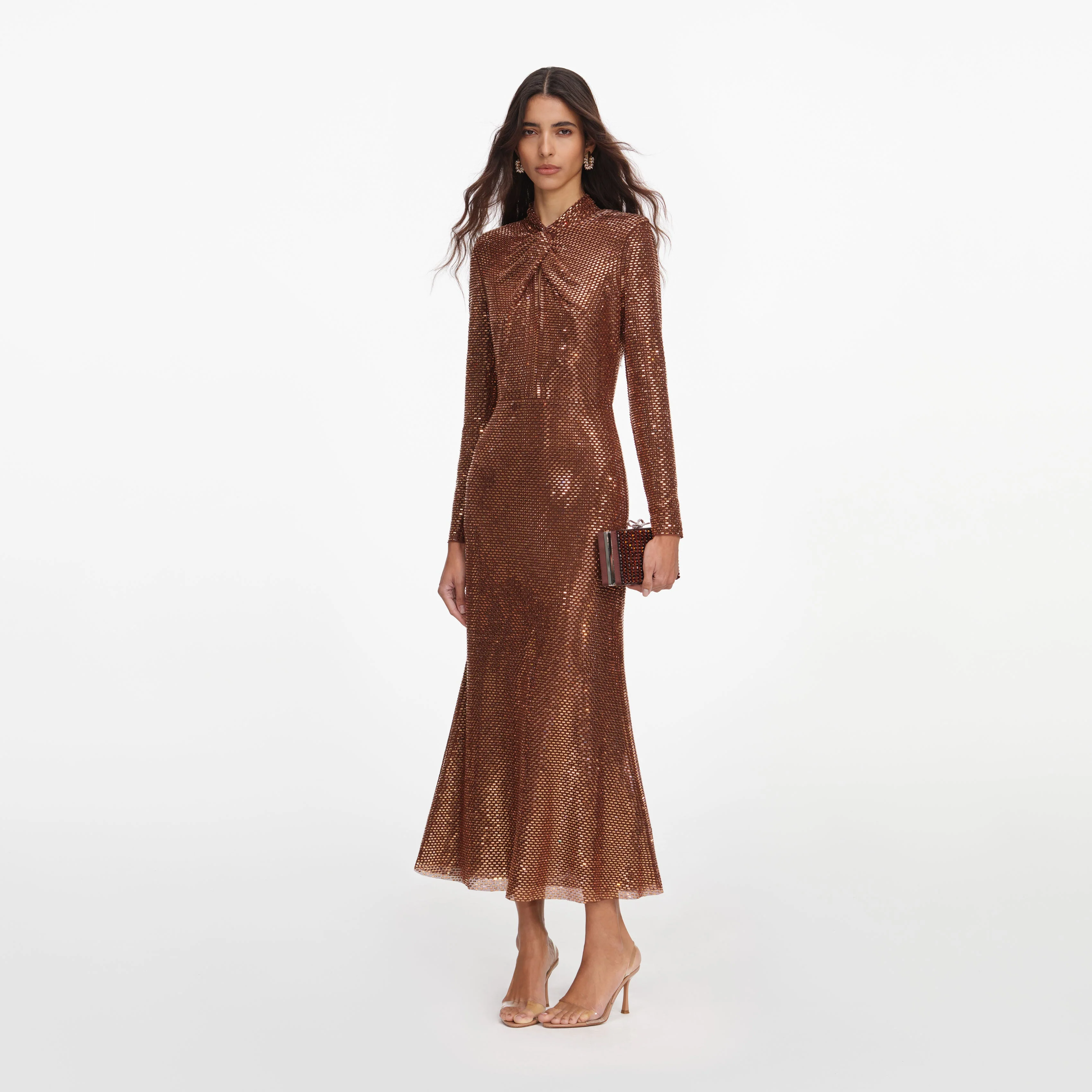 Bronze Rhinestone Midi Dress - Image 2