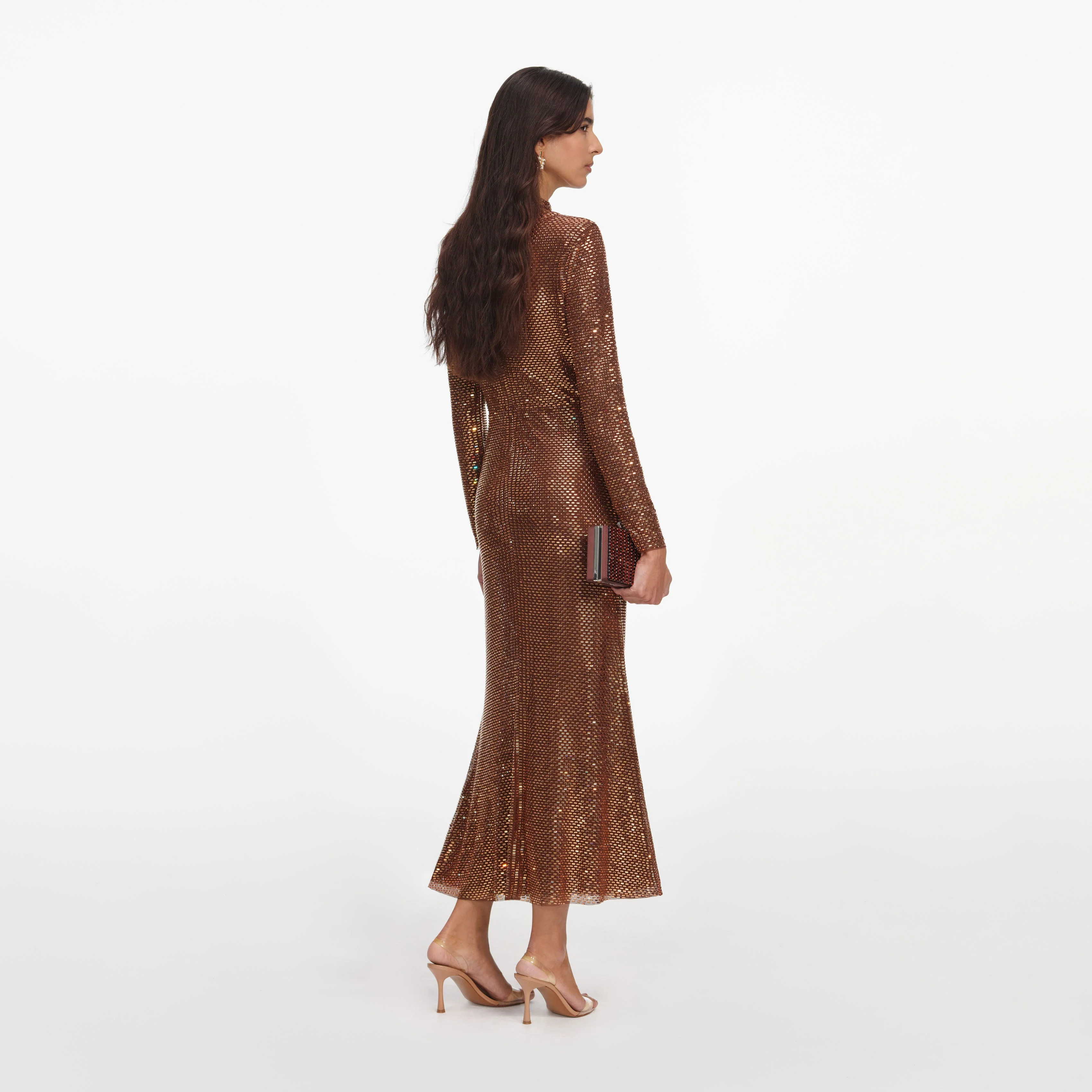 Bronze Rhinestone Midi Dress - Image 3