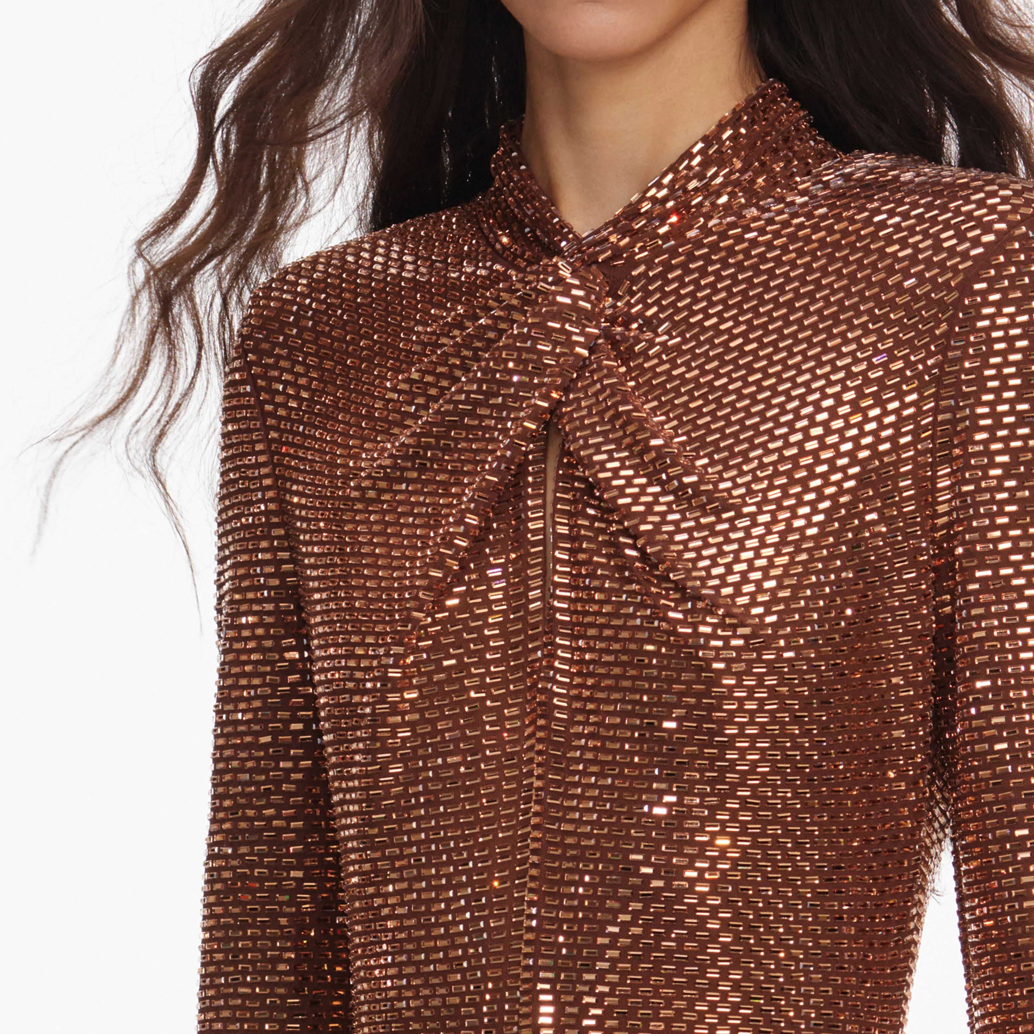 Bronze Rhinestone Midi Dress - Image 5
