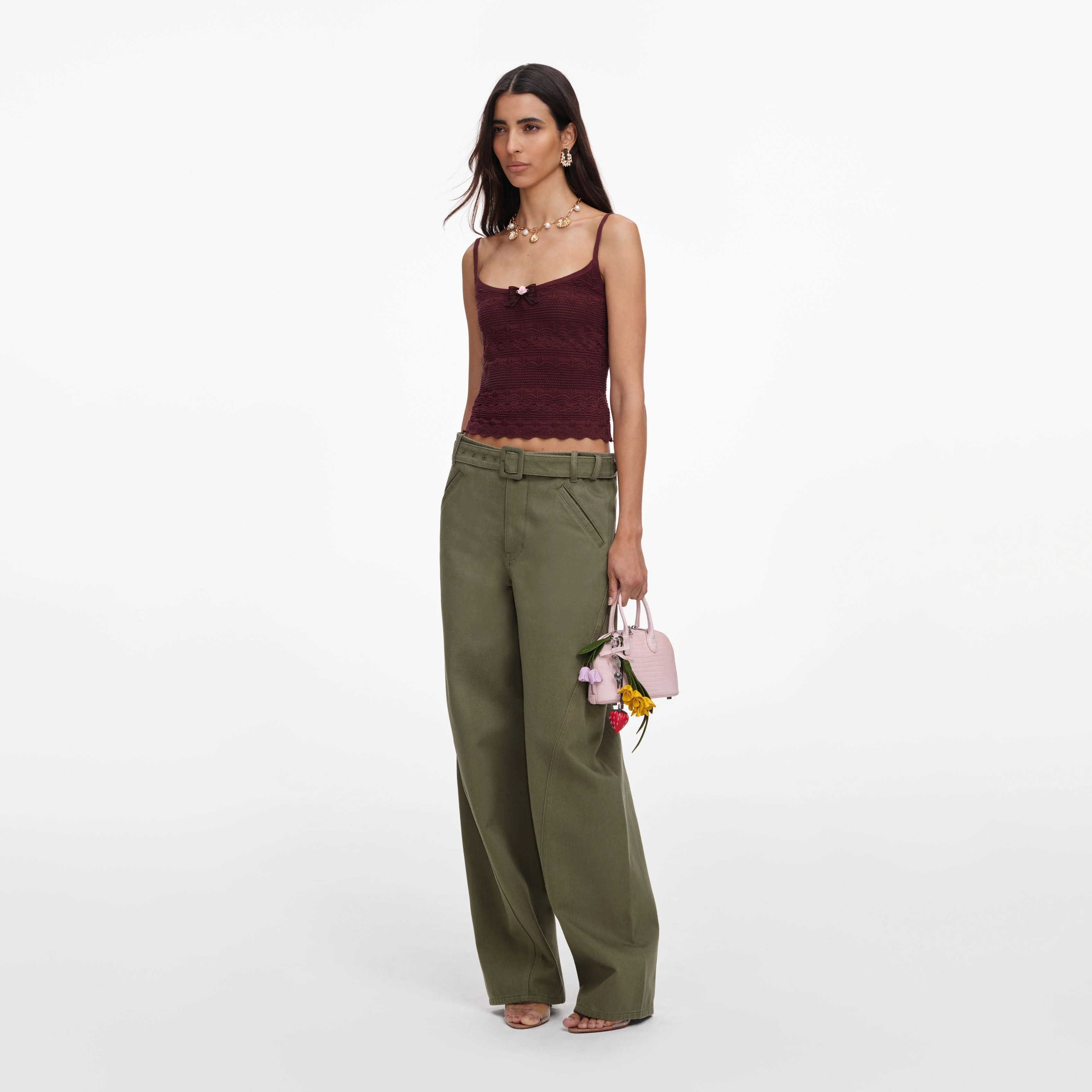 Brown Pointelle Knit Vest - Image 2