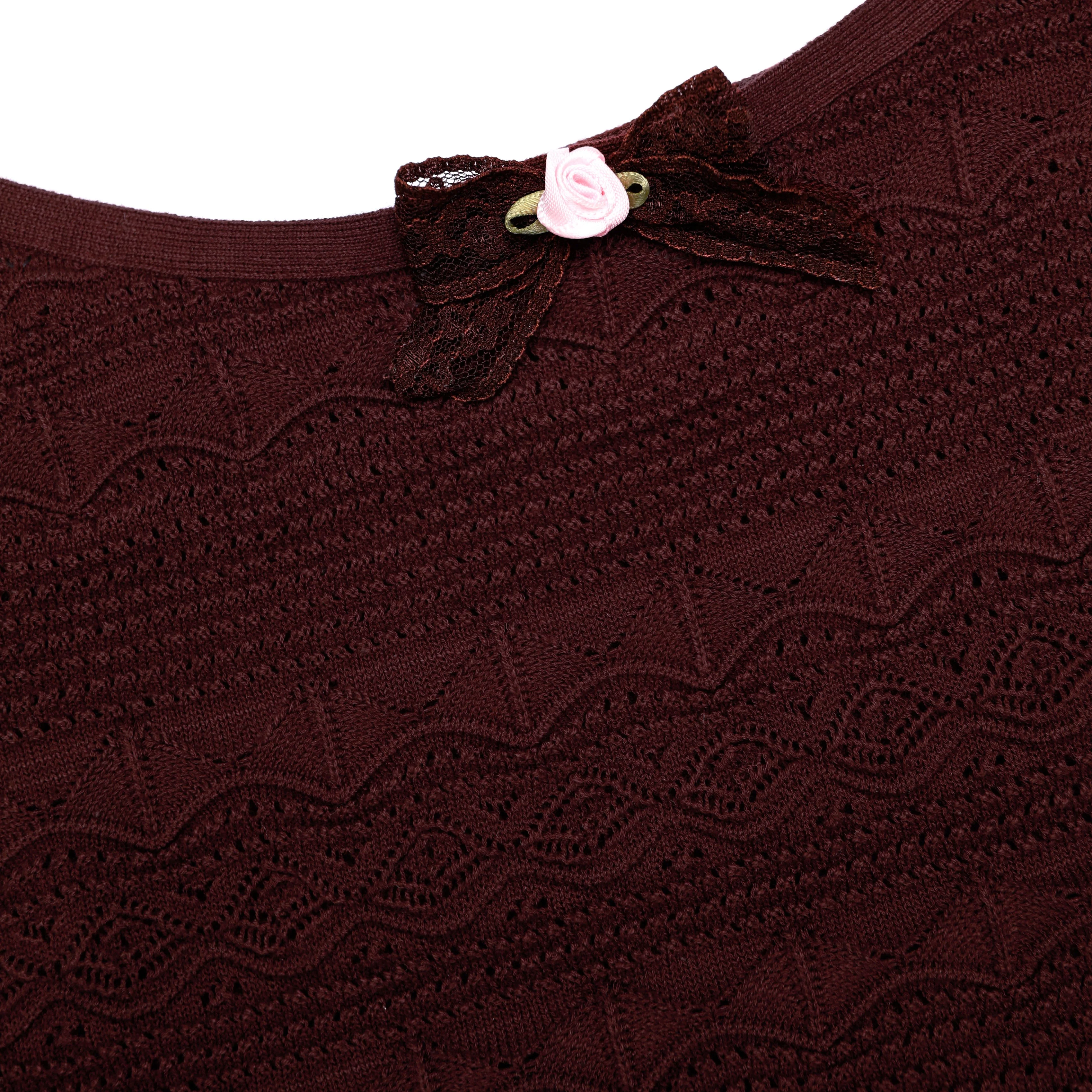 Brown Pointelle Knit Vest - Image 6