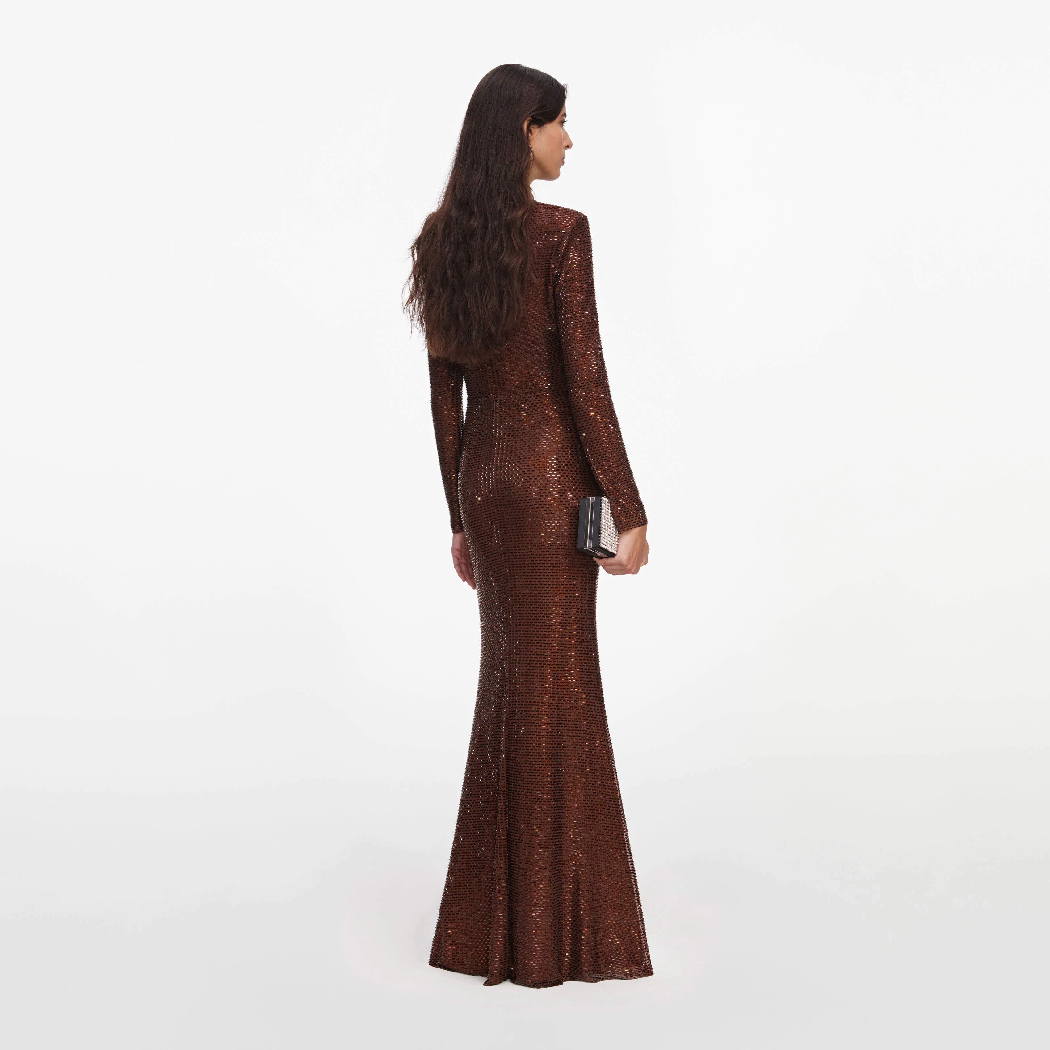 Brown Rhinestone Maxi Dress - Image 3