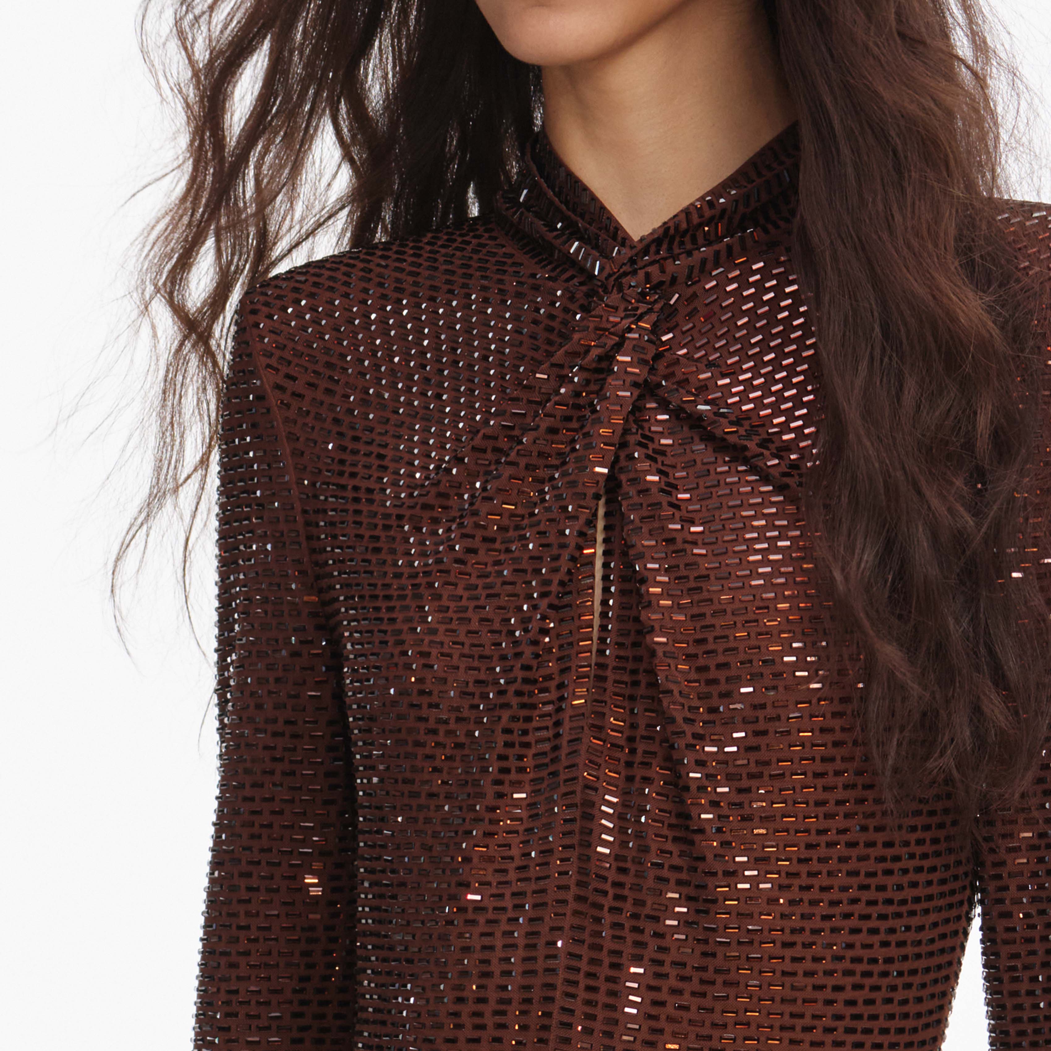 Brown Rhinestone Maxi Dress - Image 5