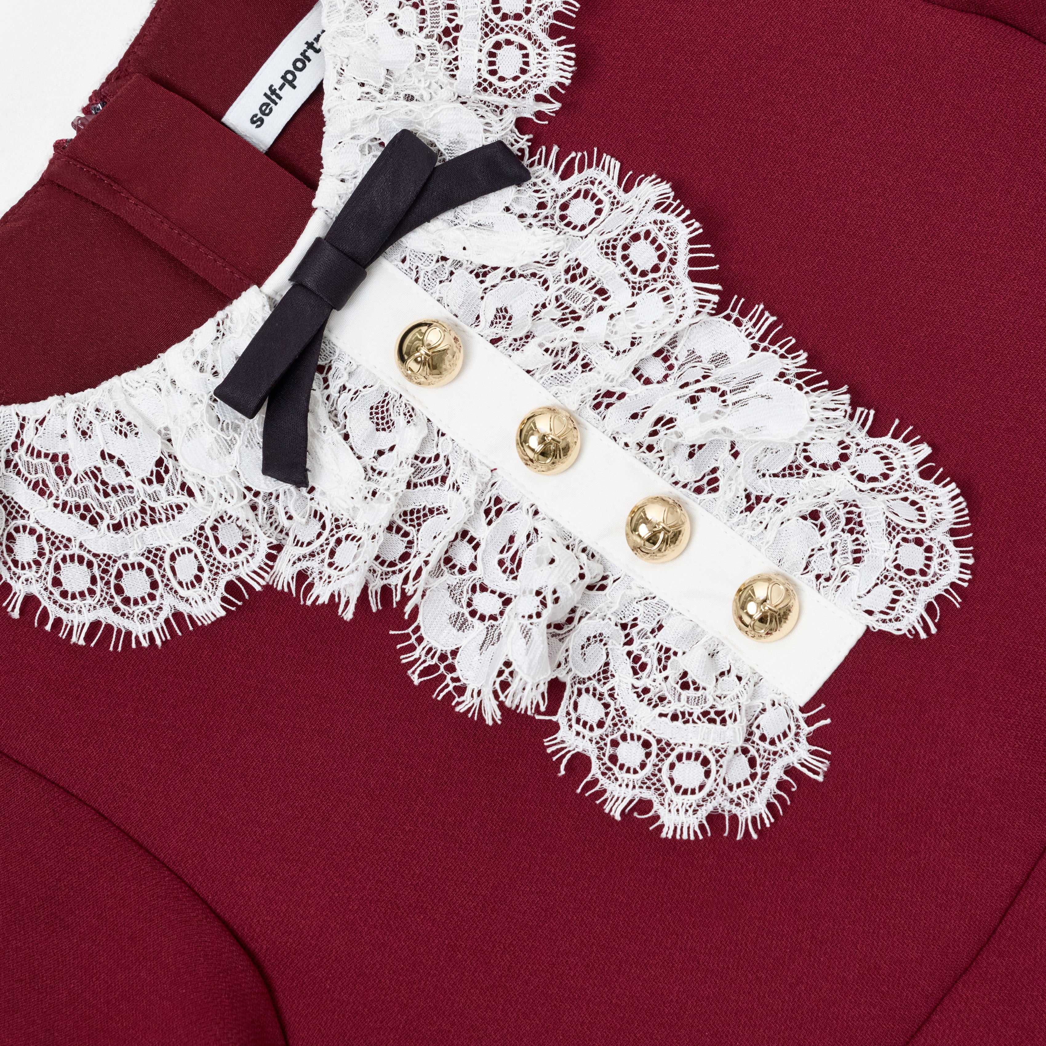 Burgundy Lace Bib Dress - Image 4