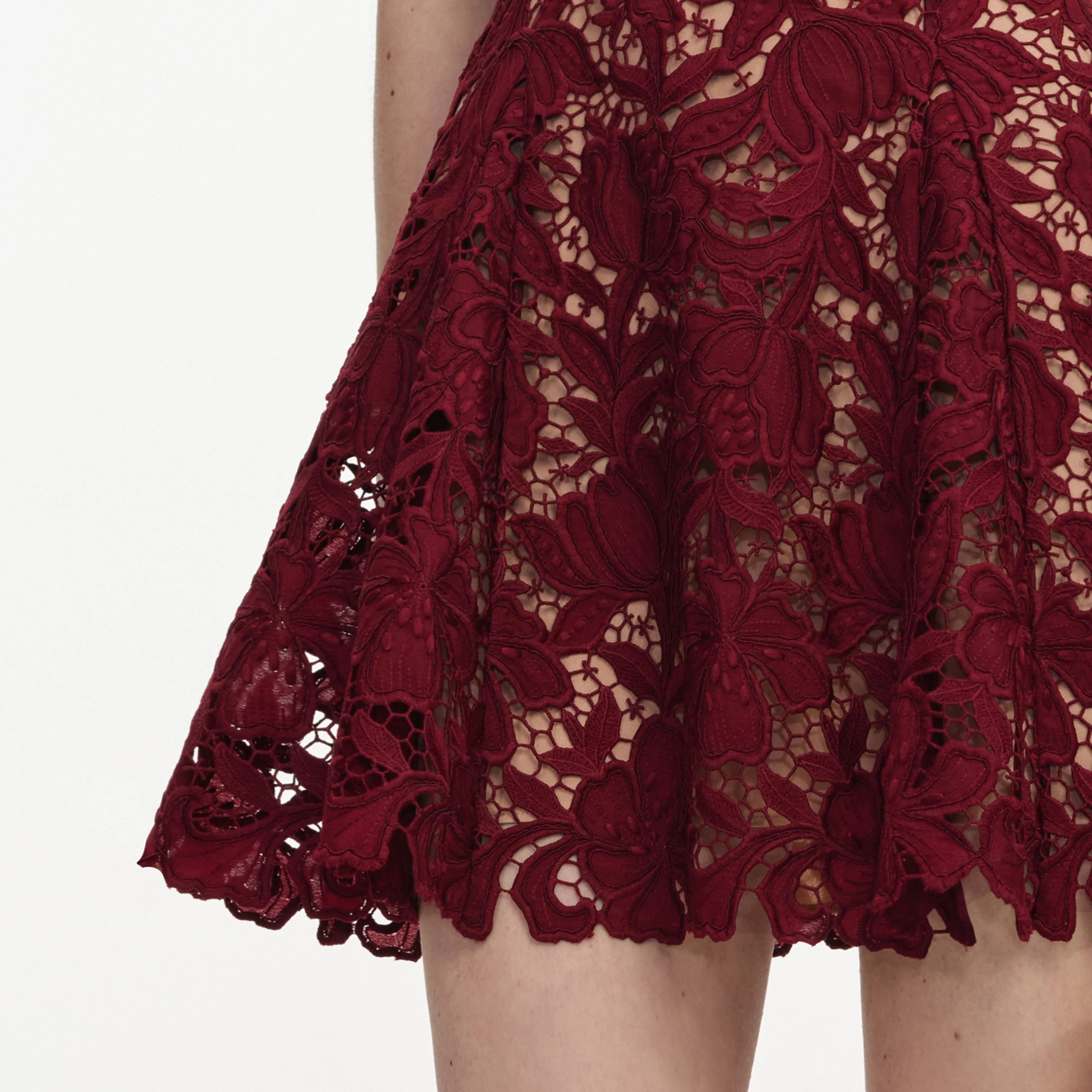 Burgundy Lace Mini Dress - Image 5
