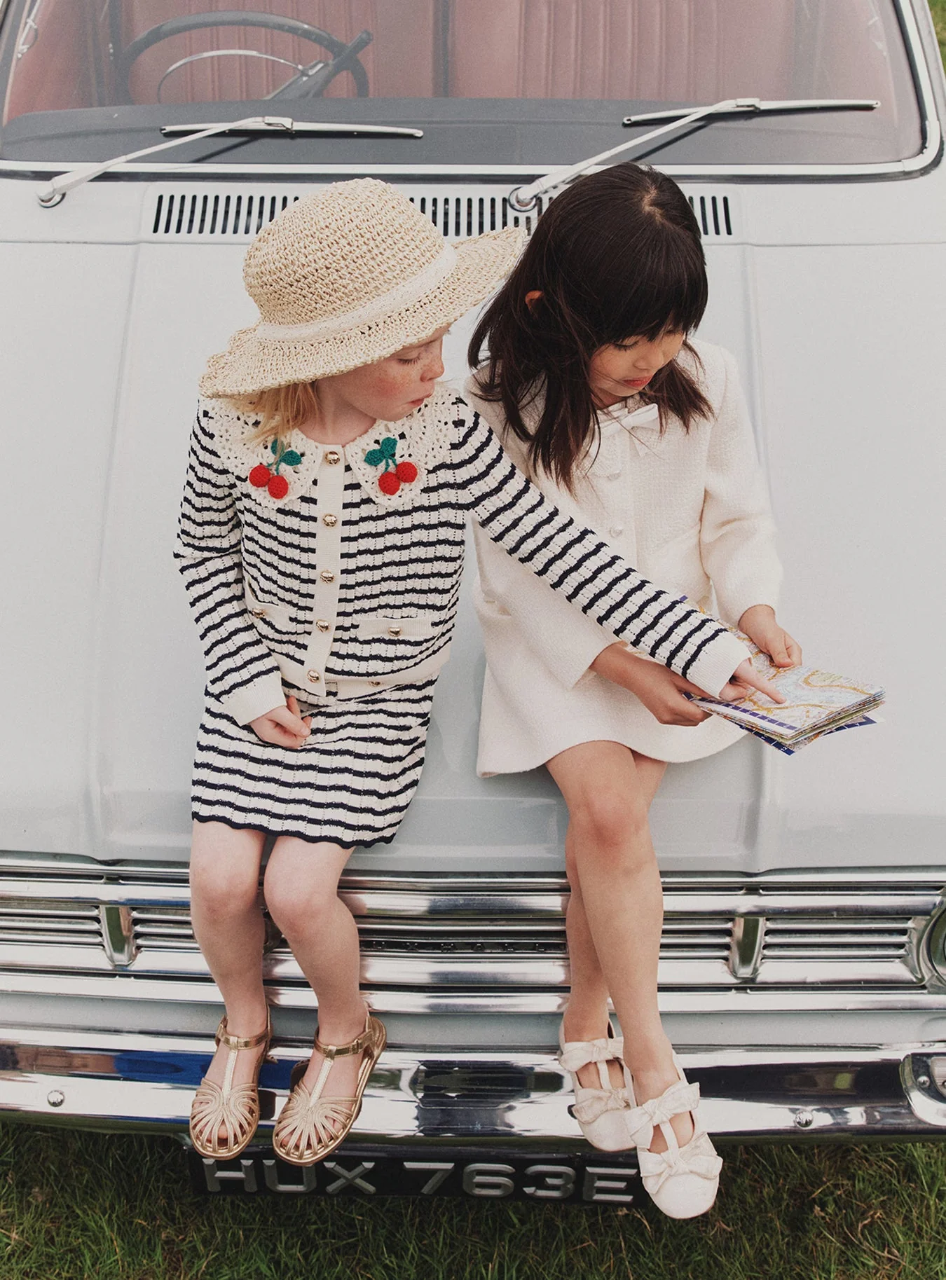 Cream And Navy Striped Knitted Cardigan - Image 3
