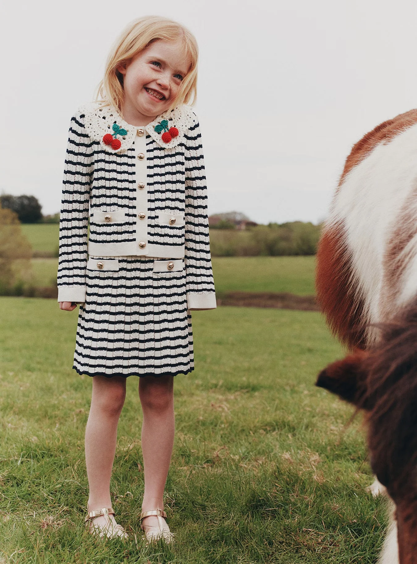 Cream And Navy Striped Knitted Skirt - Image 3